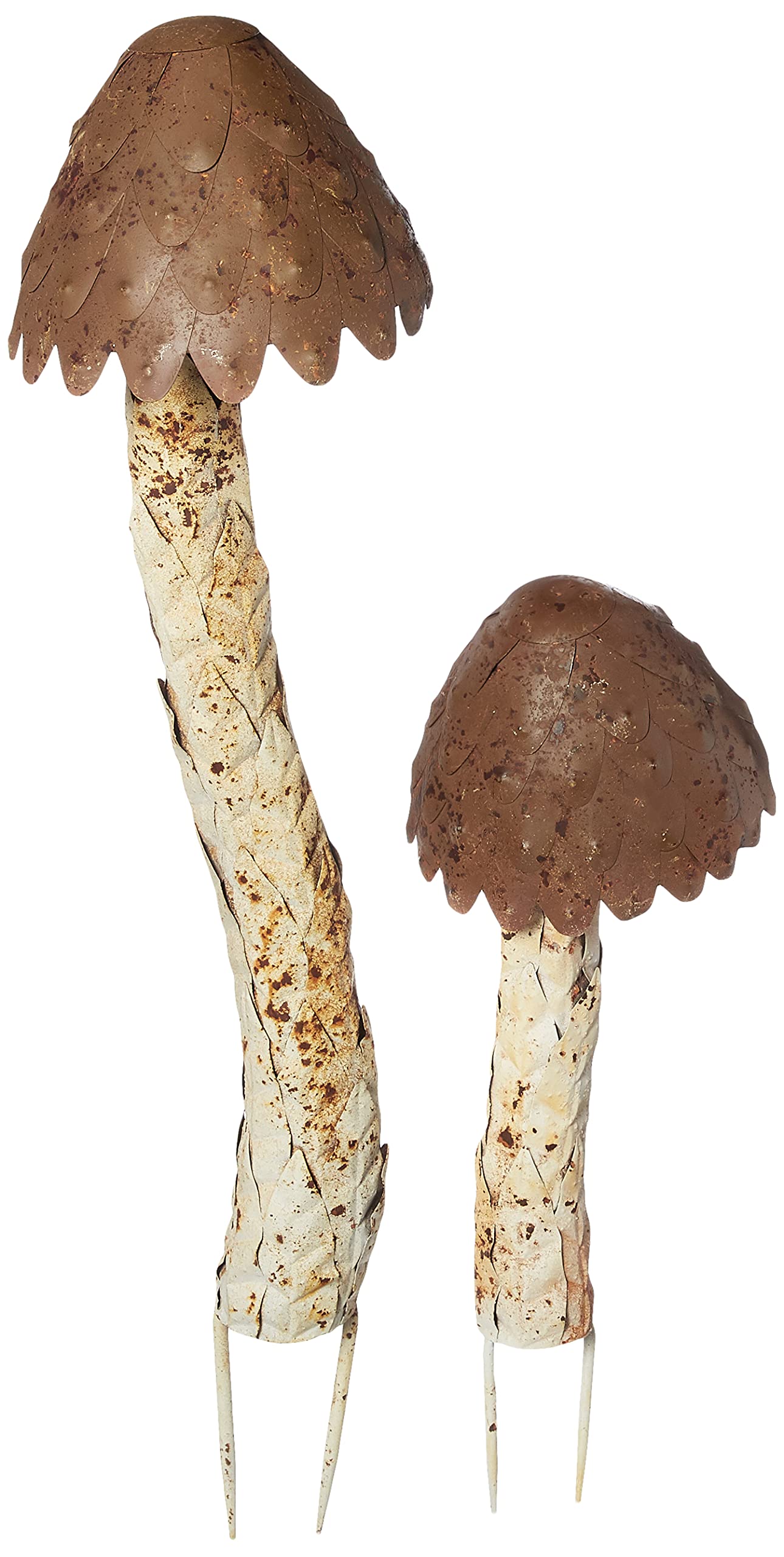 Kalalou Metal Mushroom Decor Set - Brown Garden Ornaments for Outdoor & Indoor Decor - Perfect for Patio, Lawn, and Home Decoration