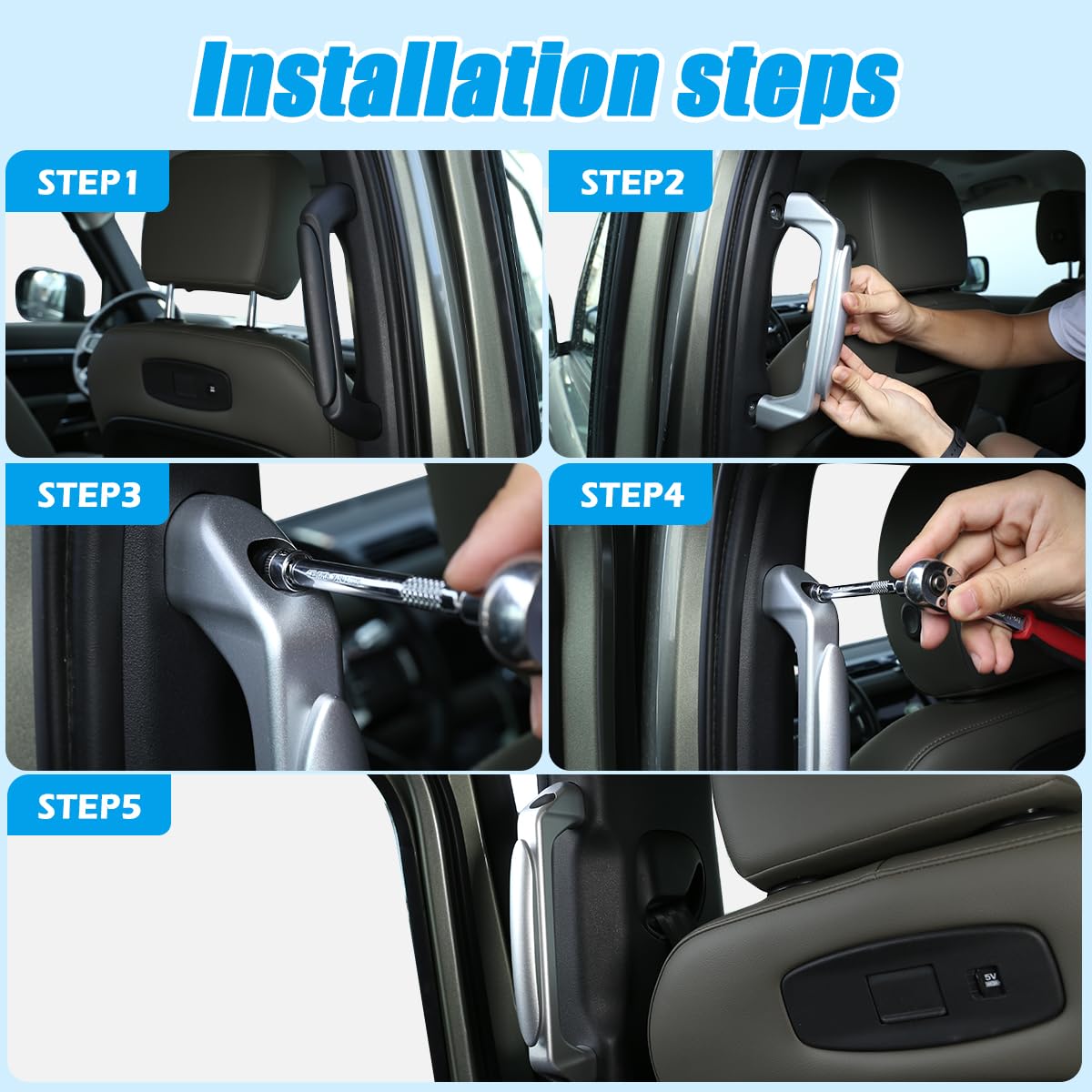Premium Aluminum Alloy Car Interior Door Handle Trim Replacement for Land Rover Defender 110 (2020-2022 Models) - Durable Upgrade Accessory for Enhanced Interior Style & Protection | Perfect for Off-Road Adventures & Daily Commuting