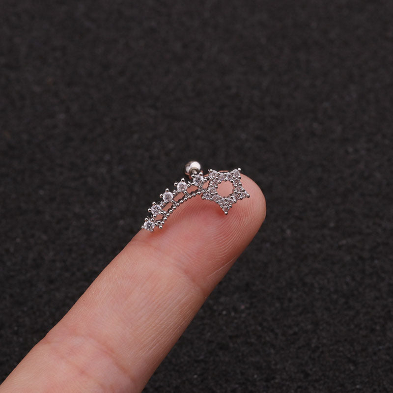 20G Shooting Star Cartilage Barbell Stud Earring - Surgical Steel Body Jewelry for Tragus, Helix & Rook Piercings | Perfect for Everyday Wear & Night Out Accessories | HSPJ1948