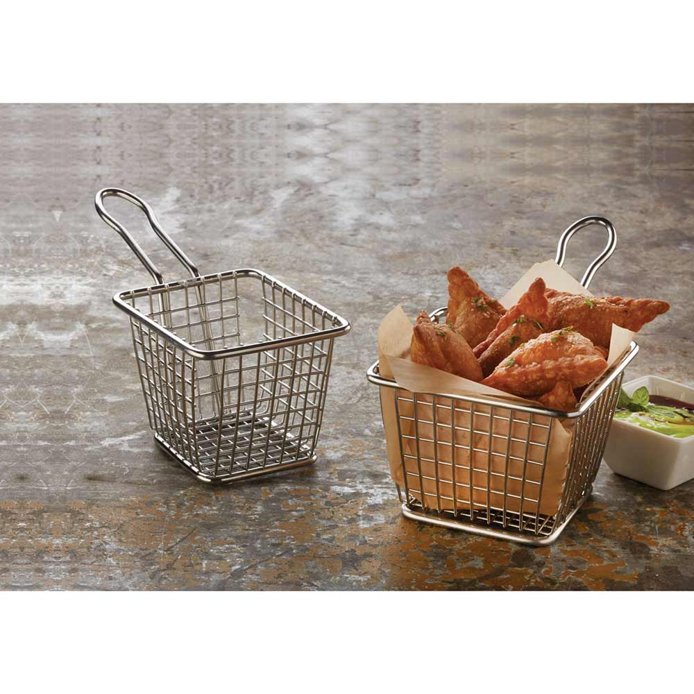 American Metalcraft FRYS443 Stainless Steel Tabletop Fry Basket - 4 Serving Capacity for Restaurants, Diners & Home Cooking