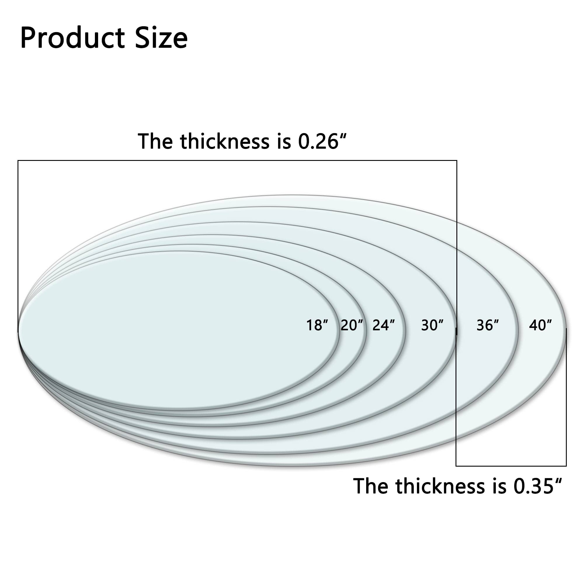 JUFU 48 Inch Round Tempered Glass Table Top - 0.35