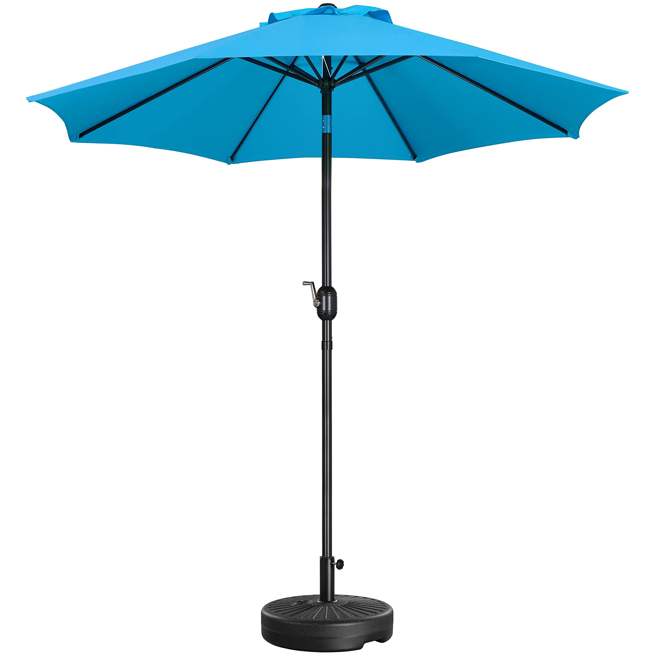 Yaheetech 9FT Outdoor Patio Umbrella with 22L Fillable Weighted Base - Push Button Tilt & Crank Lift, UV-Resistant Polyester Canopy for Garden, Lawn, Beach, Pool - Sky Blue | Perfect for Backyard, Deck, and Outdoor Dining Areas