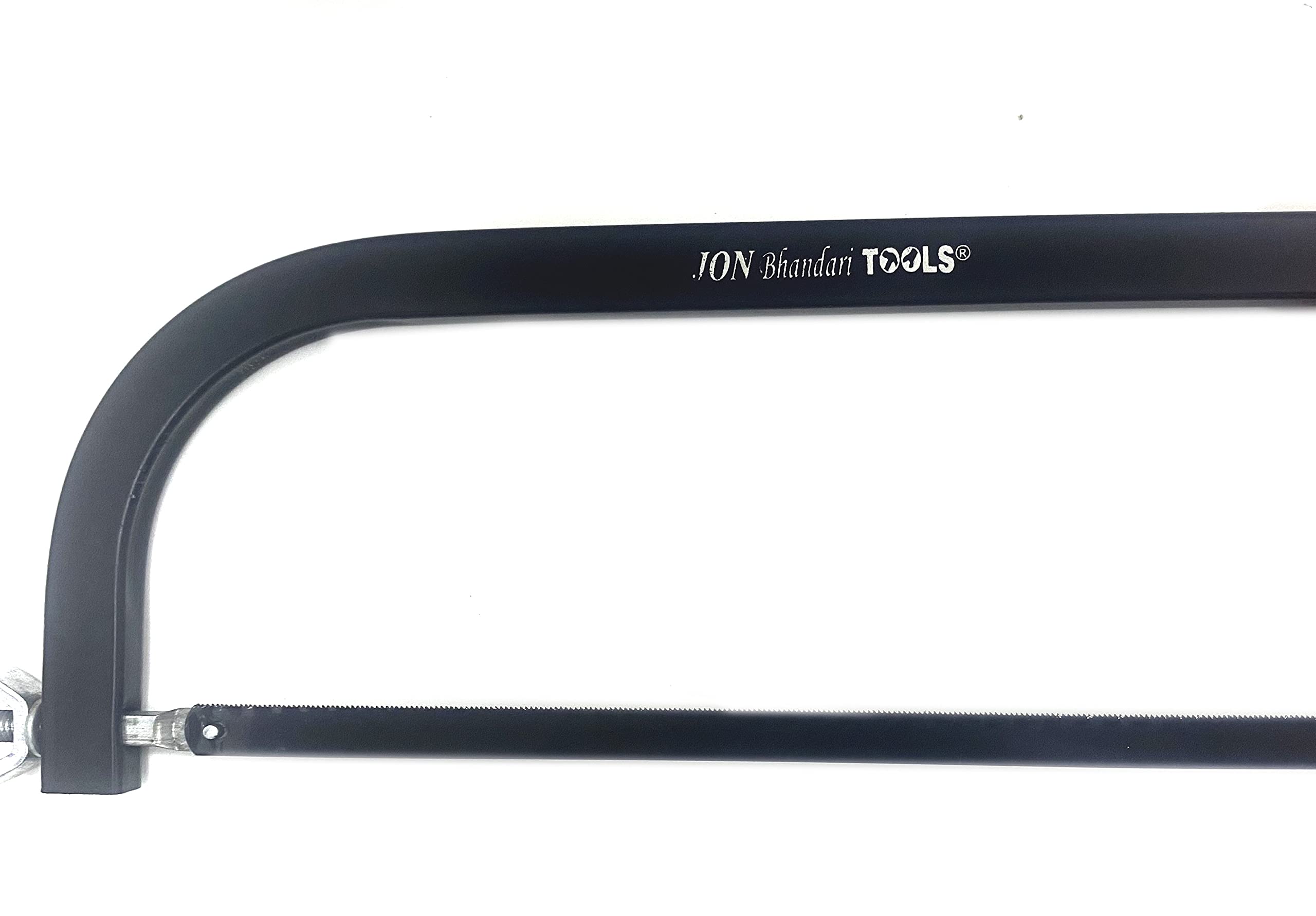Jon Bhandari 12 Inch Rectangular Hacksaw Frame with Comfortable Plastic Handle & Durable Mild Steel Blade - Perfect for DIY Projects, Metal Cutting, and Home Repairs