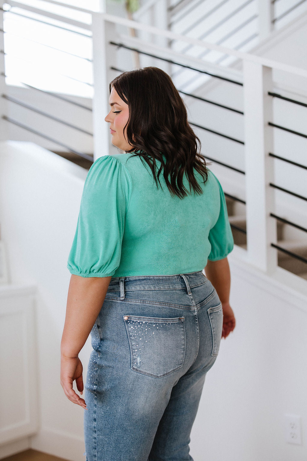 Total Vision Square Neck Bodysuit in Mint Green - Women's Fashion Stretch Bodysuit for Casual Wear, Layering & Night Out Outfits