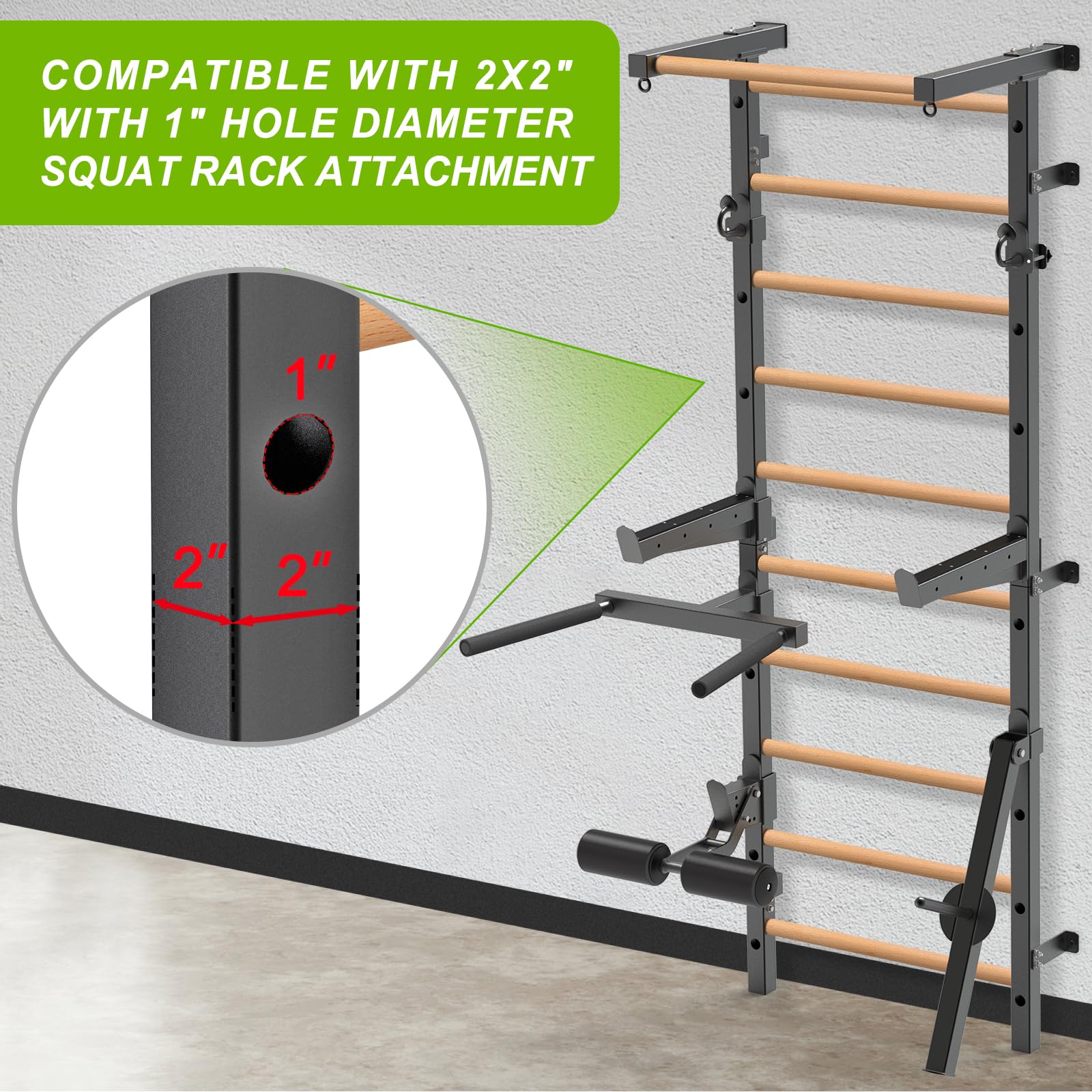 Premium Wood Stall Bar & Swedish Ladder with Pull-Up Bar - 11 Adjustable Strategic Rods for Full-Body Workout - Wall Mounted Suspension Trainer for Home Gym, School, Clinic & CrossFit Training - Perfect for Strength Training, Physical Therapy & Functional Fitness Exercises