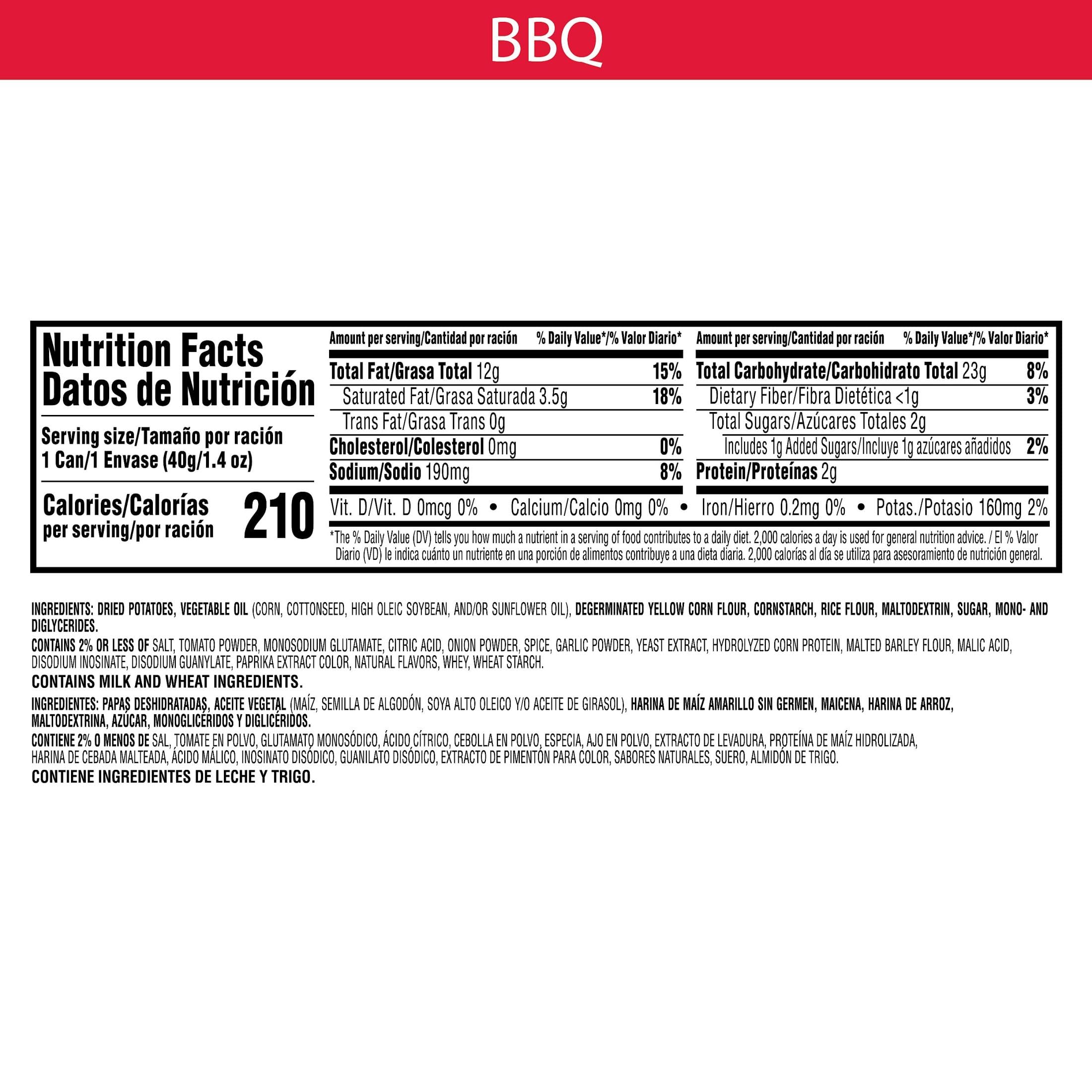 Pringles BBQ Flavored Potato Crisps - 12 Pack | Lunch Snacks, Office & Kids Snacks | Grab & Go Convenience | Perfect for Picnics, School Lunches & Road Trips