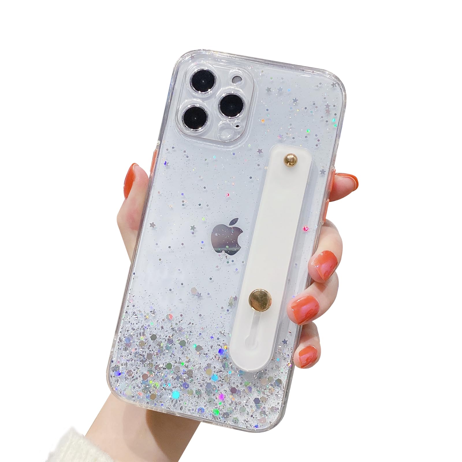 Sparkly Glitter Clear iPhone 11 Pro Max Case with Adjustable Wrist Strap & Kickstand | 6.5
