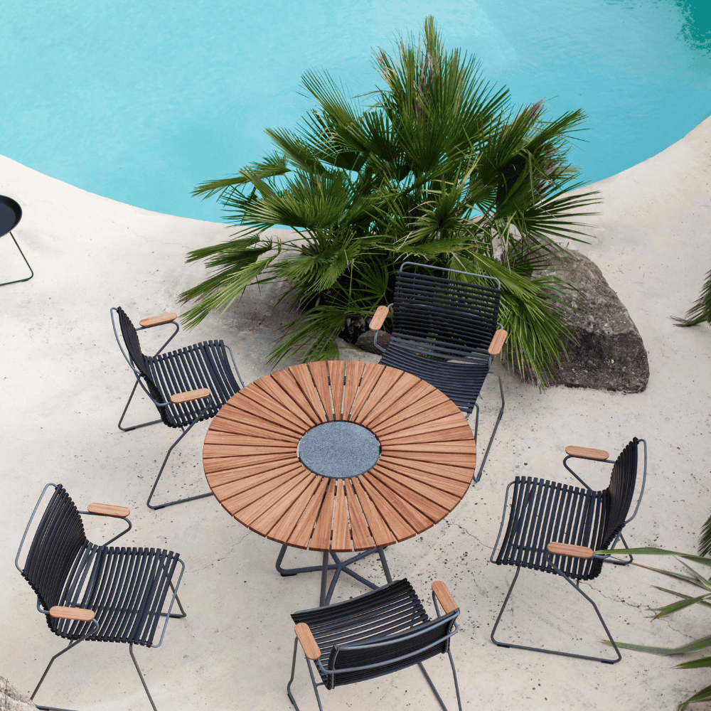 CLICK Outdoor Dining Armchair - Weather-Resistant Patio Chair for Garden, Poolside & Restaurant Use - Comfortable Aluminum Bistro Seating with Cushion Option
