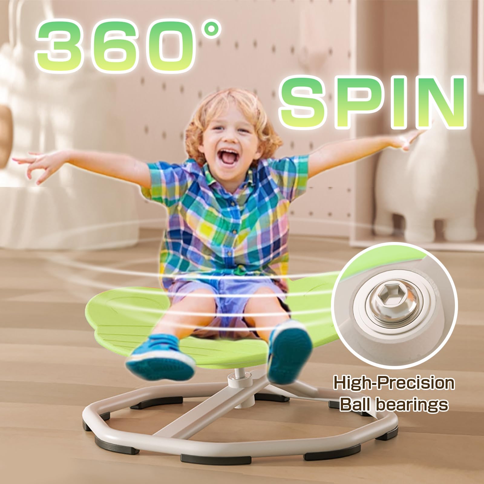 Kids Swivel Chair - Sensory Spinning Chair for Autistic Children, Light Green Autism Chair for Calming & Focus | Perfect for Classrooms, Therapy Rooms & Home Use