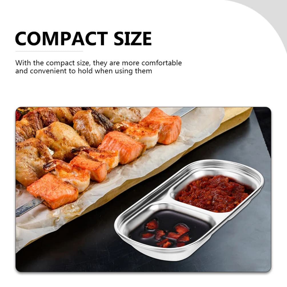 Premium Hemoton 2-Piece Stainless Steel Condiment Dishes Set - Small Dipping Bowls for Sauce, Seasoning, Vinegar & Appetizers - Perfect for Kitchen, Dining Table & Party Serving