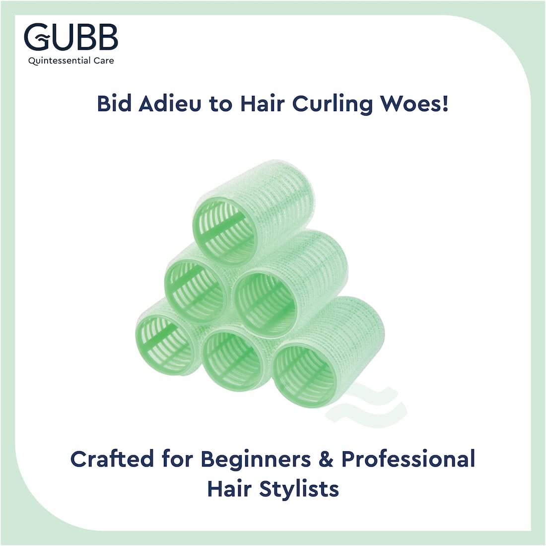 GUBB Hair Roller Set for Curly Hair - Green Spiral Rollers for Long & Short Hair - Perfect for Salon, Home Styling & DIY Hair Care