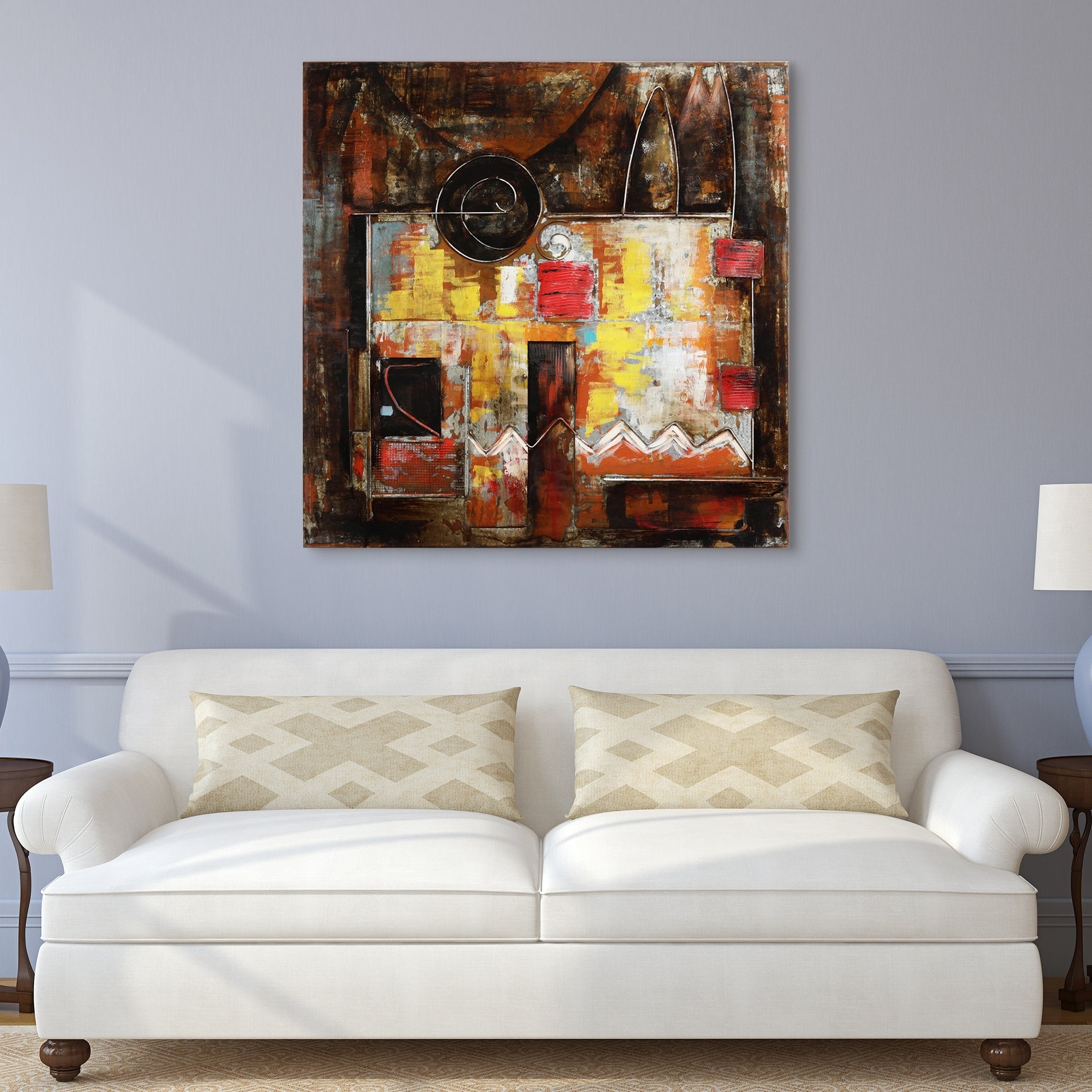 Abstract Mixed Media Iron Hand-Painted 3D Wall Art - Modern Home Decor for Living Room, Bedroom & Office