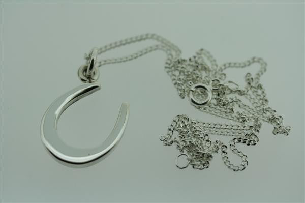 Sterling Silver Horse Shoe Pendant Necklace - 55cm Link Chain for Women - Perfect for Good Luck Charm & Everyday Wear