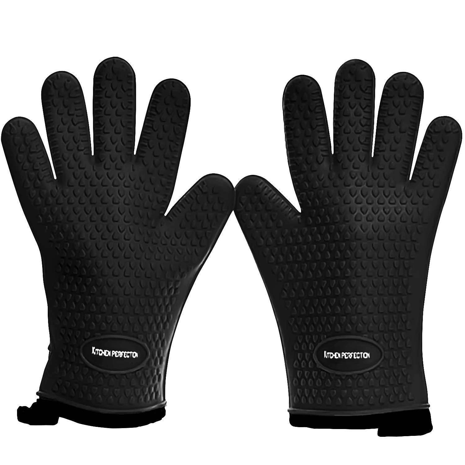 KITCHEN PERFECTION Heat Resistant Silicone BBQ Gloves for Smoker, Oven & Grill - Waterproof Oven Mitts for Extreme Temperatures - Premium Value Set with 3 Bonus Accessories - Perfect for Smoking, Grilling, Frying & Outdoor Cooking