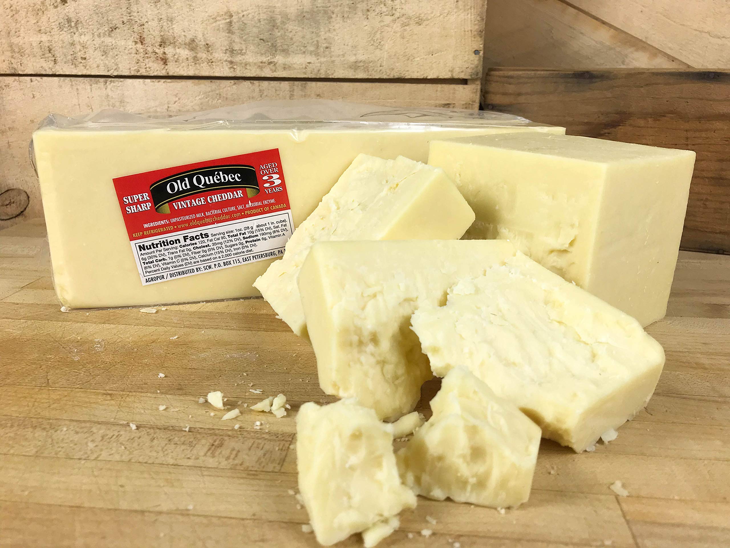 Premium Aged Canadian White Cheddar Cheese - Old Quebec Authentic Artisanal Cheese for Charcuterie Boards, Gourmet Sandwiches & Wine Pairing
