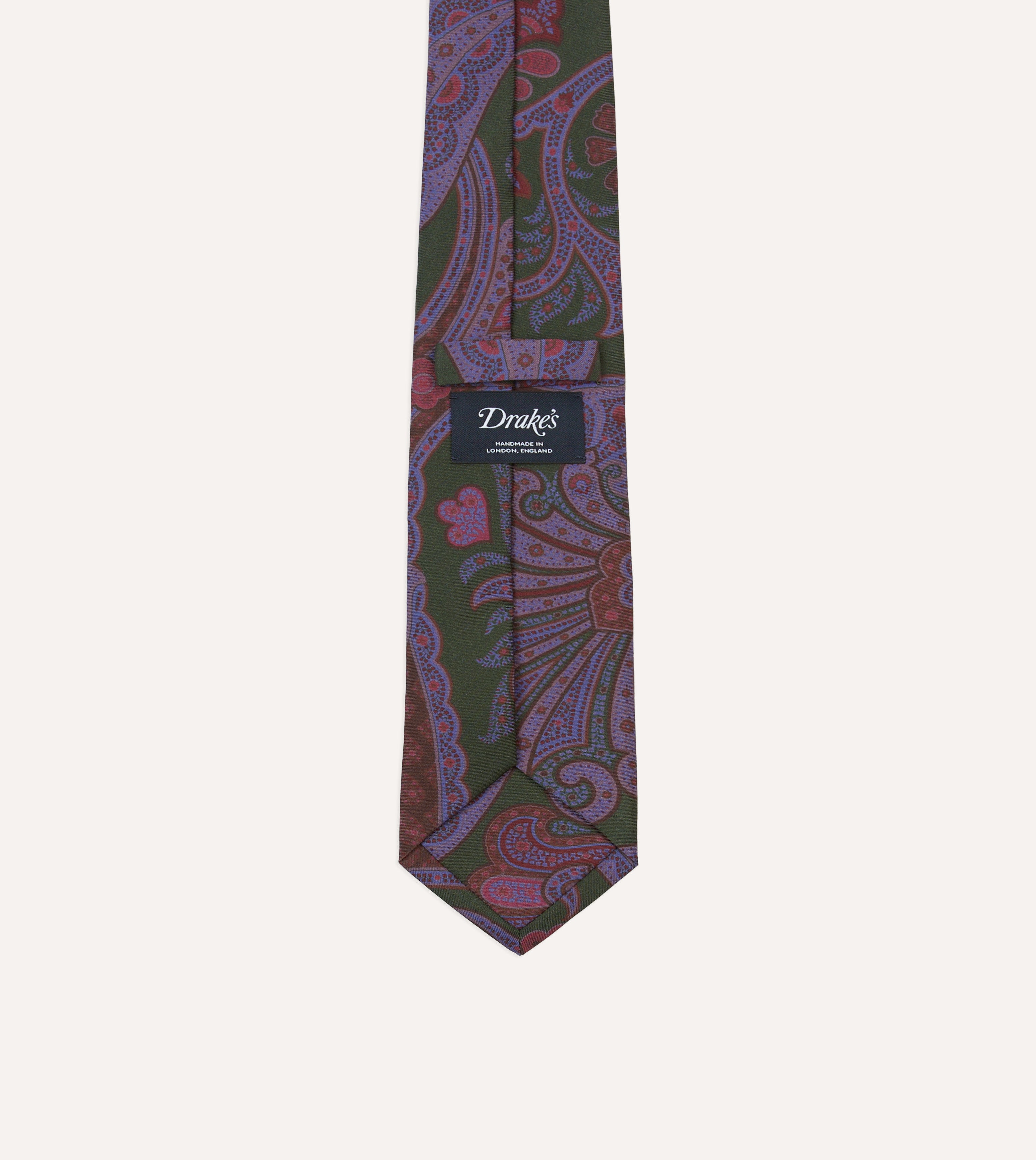 Premium Olive Green Large Paisley Print Silk Tie - Handcrafted Self-Tipped Necktie for Men | Perfect for Weddings, Business Meetings & Formal Occasions