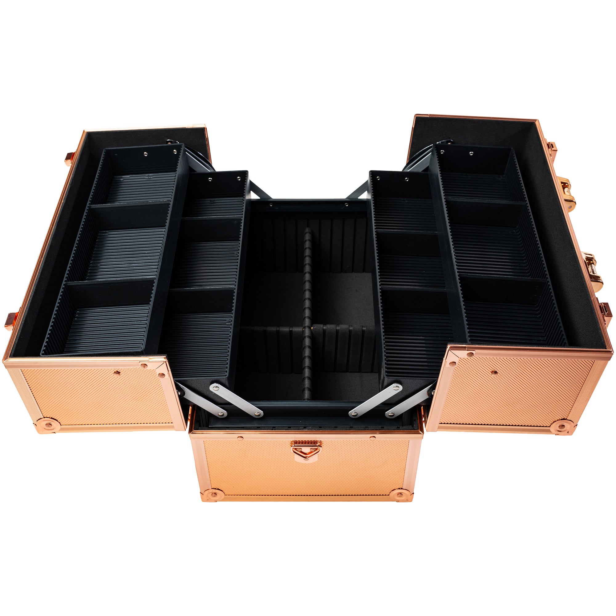 Professional Makeup Train Case with Shoulder Strap & Secure Locks - Portable Cosmetic Organizer for Travel, Salon, and Makeup Artists