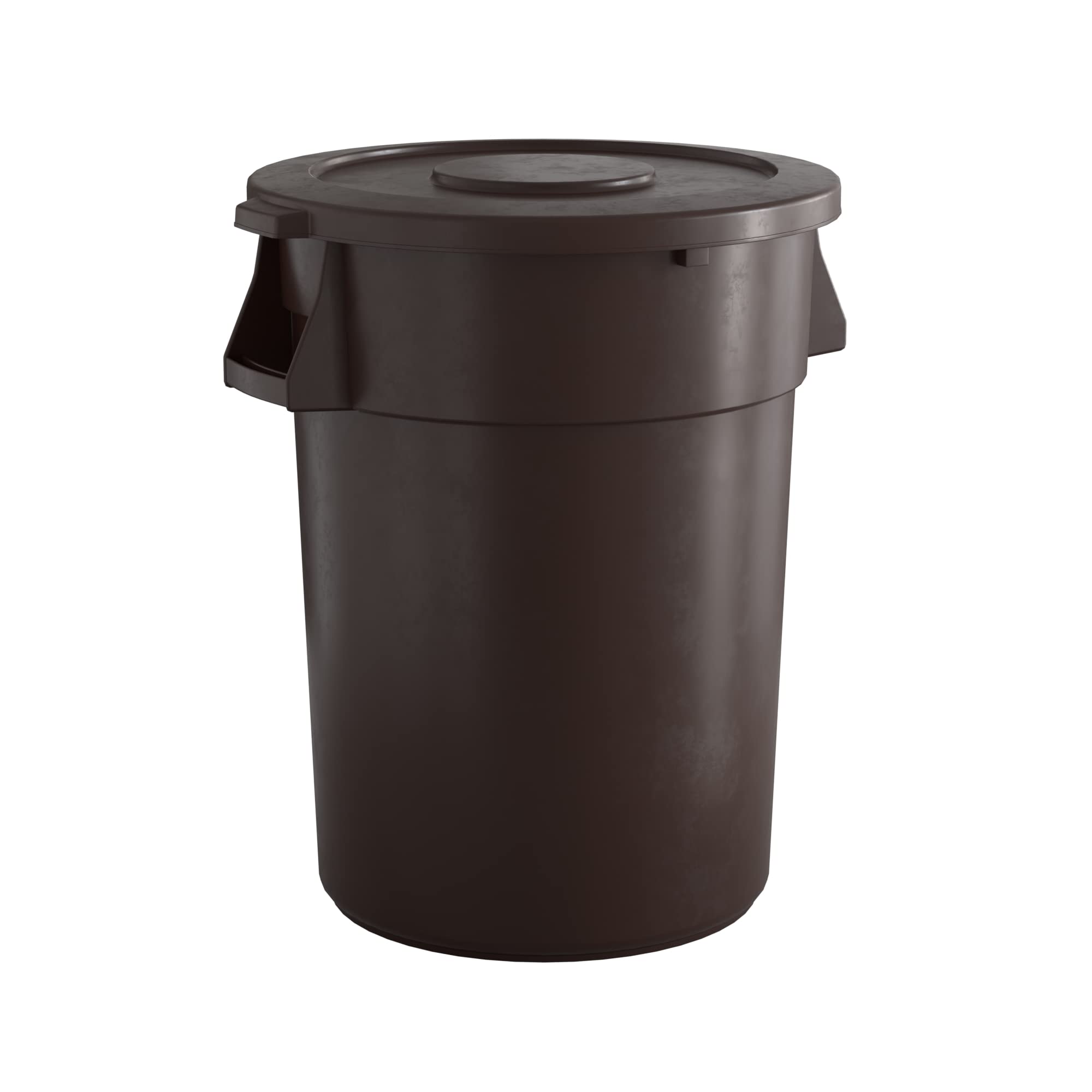 44 Gallon Brown Round Commercial Trash Can with Lid - Heavy Duty Waste Bin for Office, Restaurant & Outdoor Use - Durable Large Capacity Garbage Can