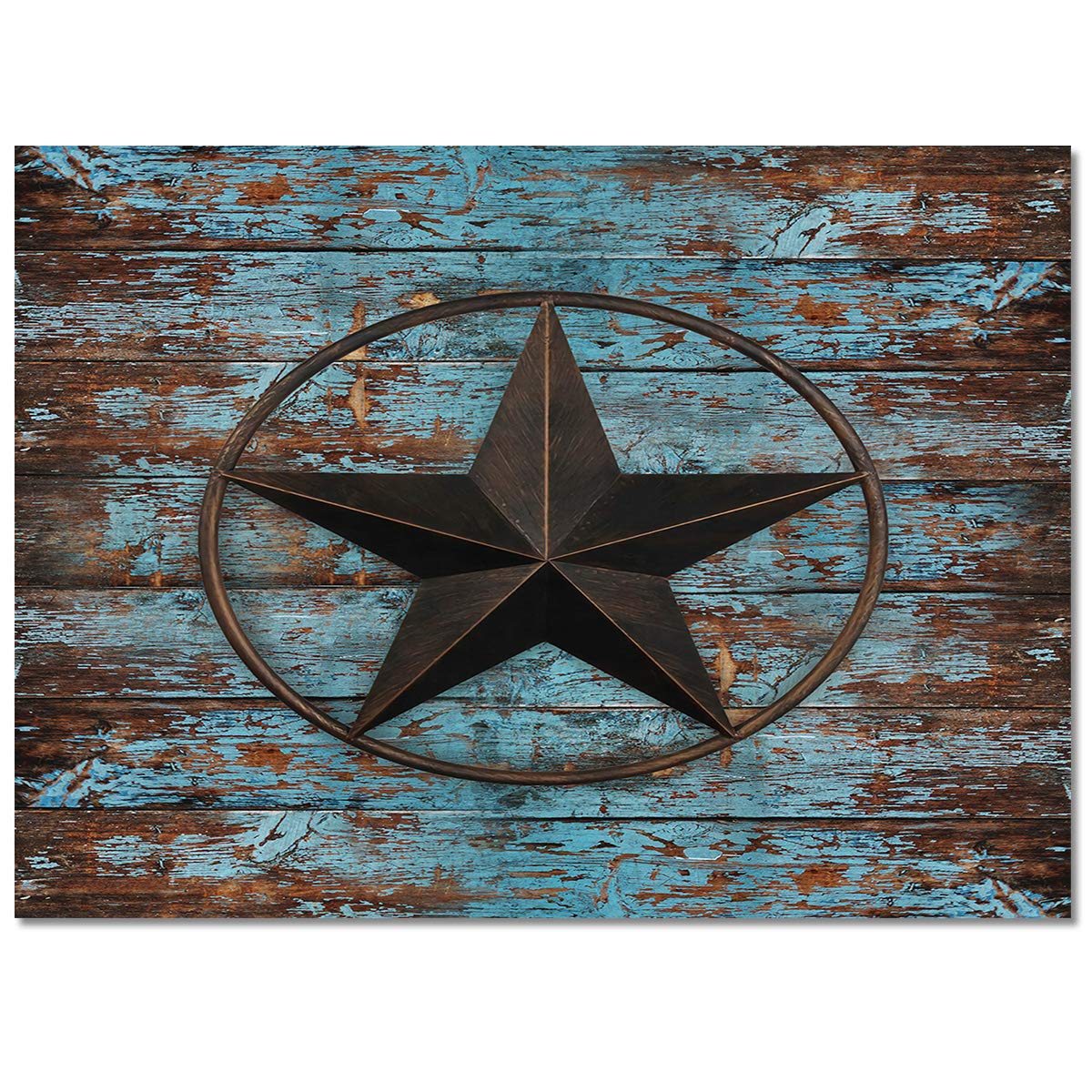 4' x 6' Large Area Rugs - Soft Throw Carpet for Nursery, Kids Room & Living Room | Western Star Wooden Rustic Distressed Country Design | Non-Slip Floor Cover for Bedroom, Kitchen & High Traffic Areas | Easy to Clean Modern Home Decor Rug