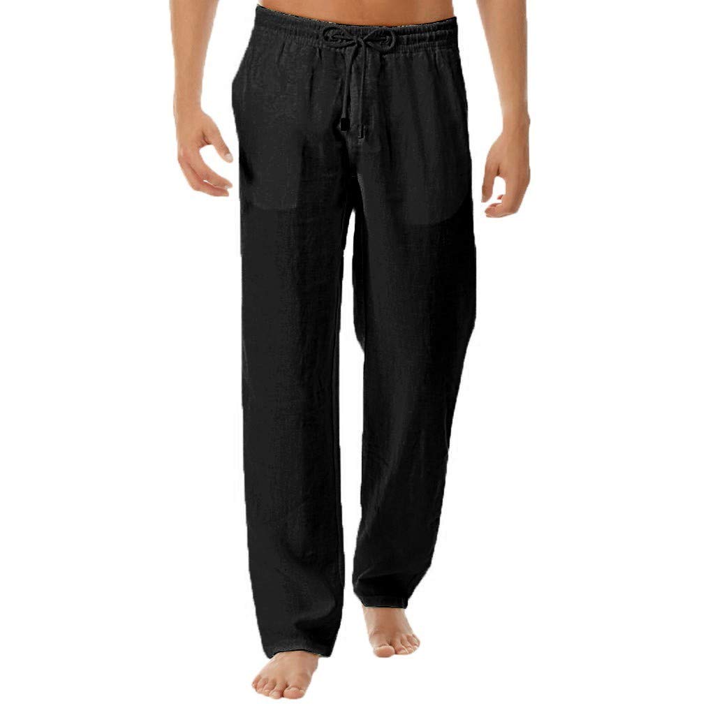 Men's Cotton Linen Summer Trousers - Breathable Casual Pants for Men | Lightweight & Comfortable for Outdoor Activities, Travel & Beach Wear