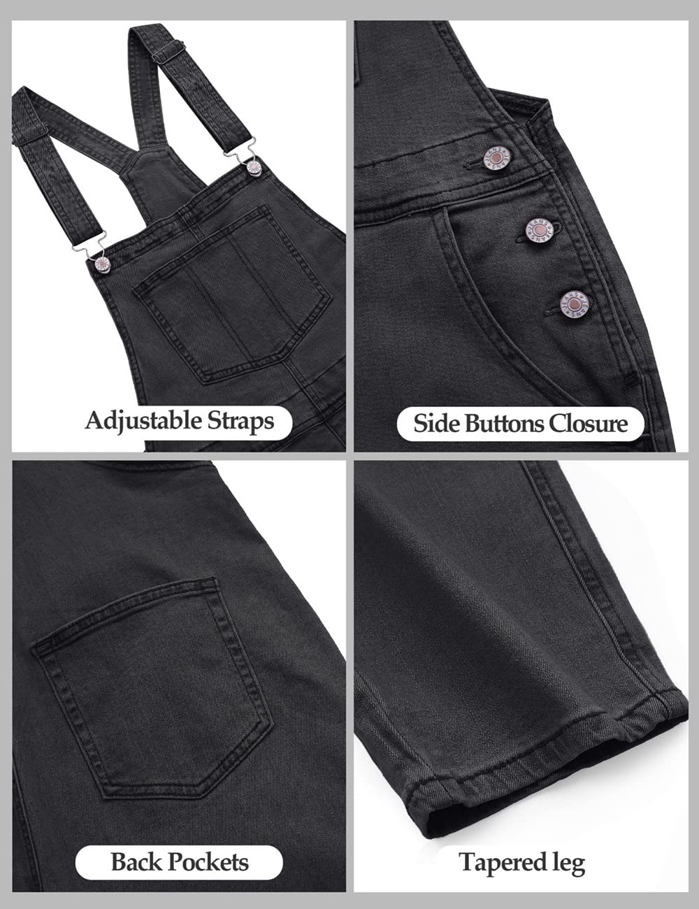 Luvamia Women's Casual Stretch Denim Overalls - Adjustable Bib Jumpsuit with Pockets | Comfortable & Stylish for Everyday Wear, Outdoor Activities & Work