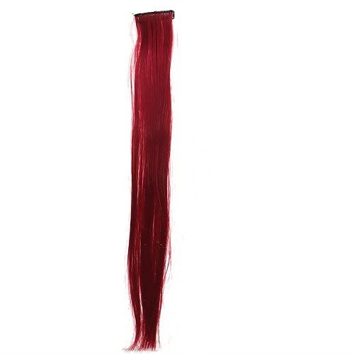 APSAMBR Hair Streak Colored Extension Highlighter for Women & Girls - Wine Maroon Clip-in Hair Highlights (1pc) - Perfect for Parties, Cosplay & Daily Fashion Styling
