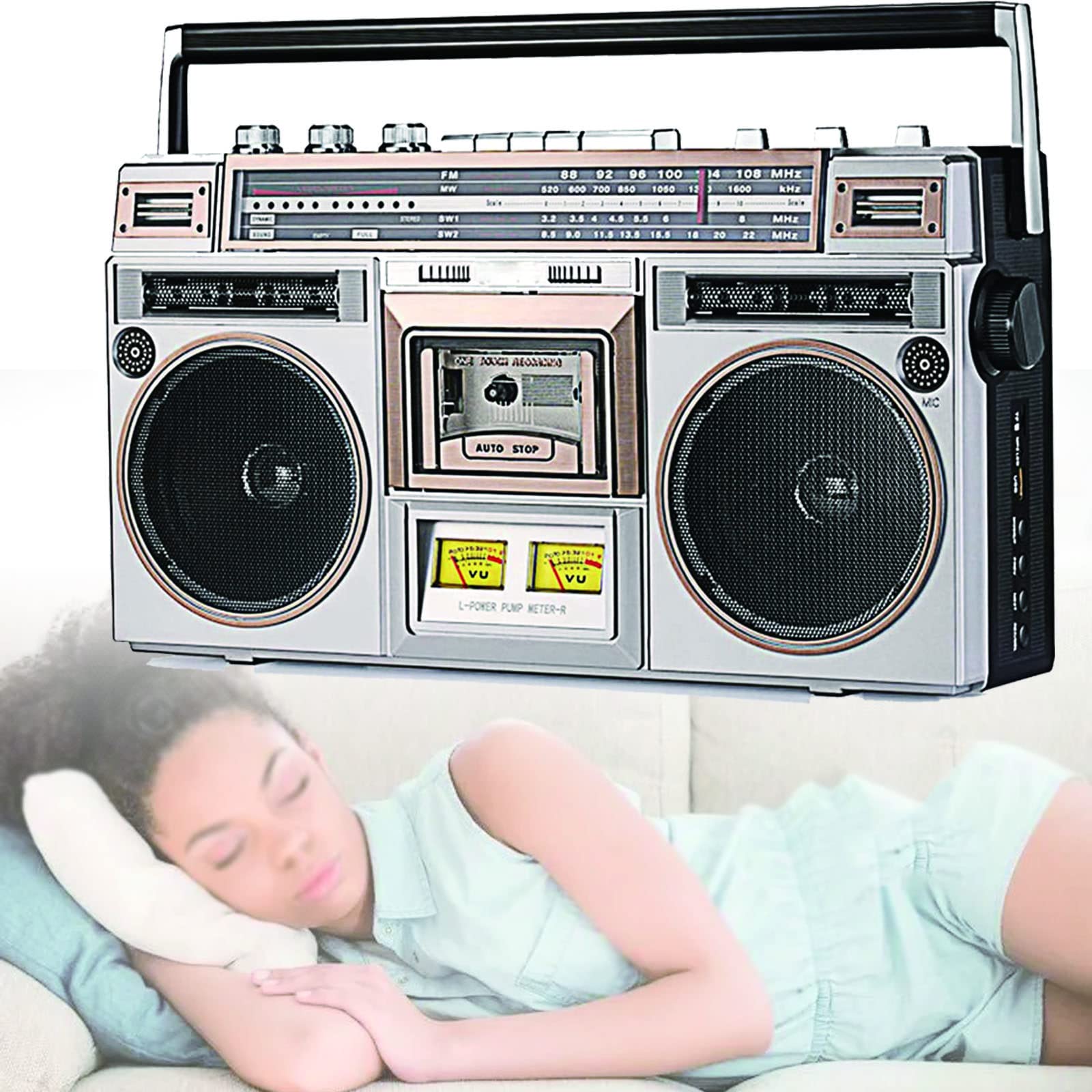 Portable Bluetooth CD Cassette Player Boombox with Remote Control - AM/FM Radio, Headphone Jack & AUX Input - Perfect for Home, Office and Outdoor Use