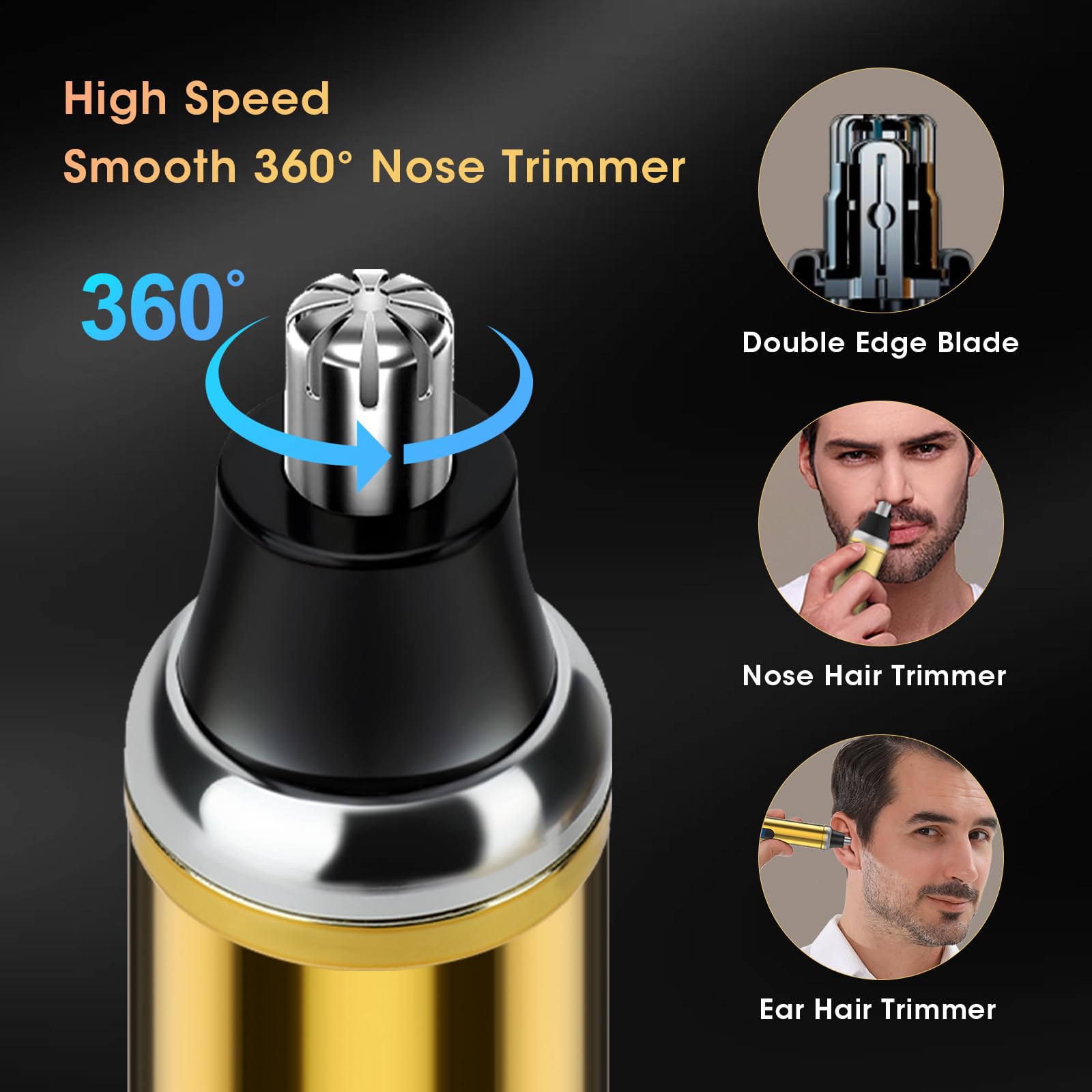 Professional Cordless Hair Clippers for Men - T-Blade Trimmer & Nose Hair Trimmer Electric Shaver Set with LED Display | Barber Grooming Kit for Home & Salon Use | Perfect Gift for Dad, Husband & Men (Gold)