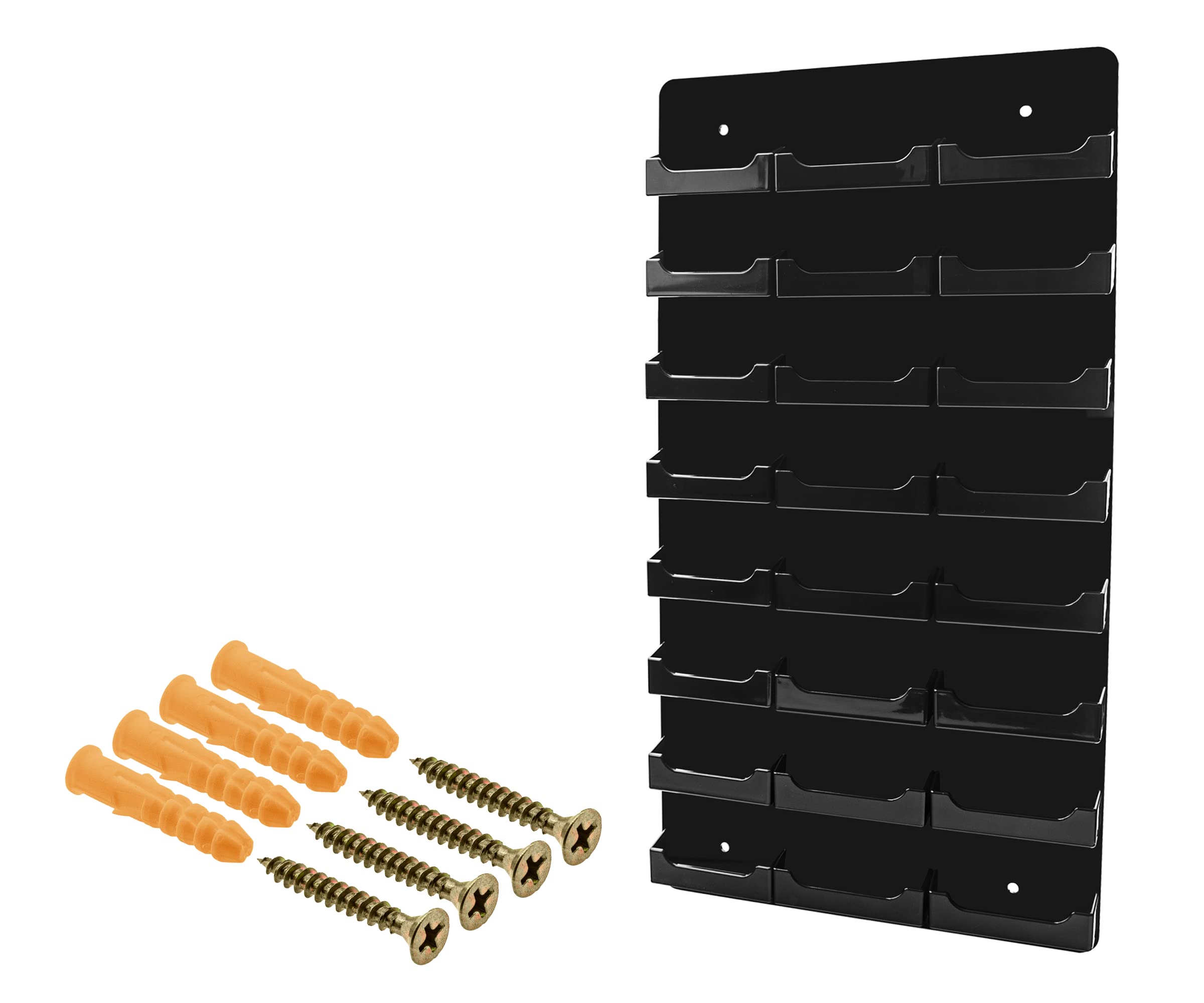 4 Pack Black Acrylic Business Card Holder Wall Rack - 24 Slot Organizer for 3.5