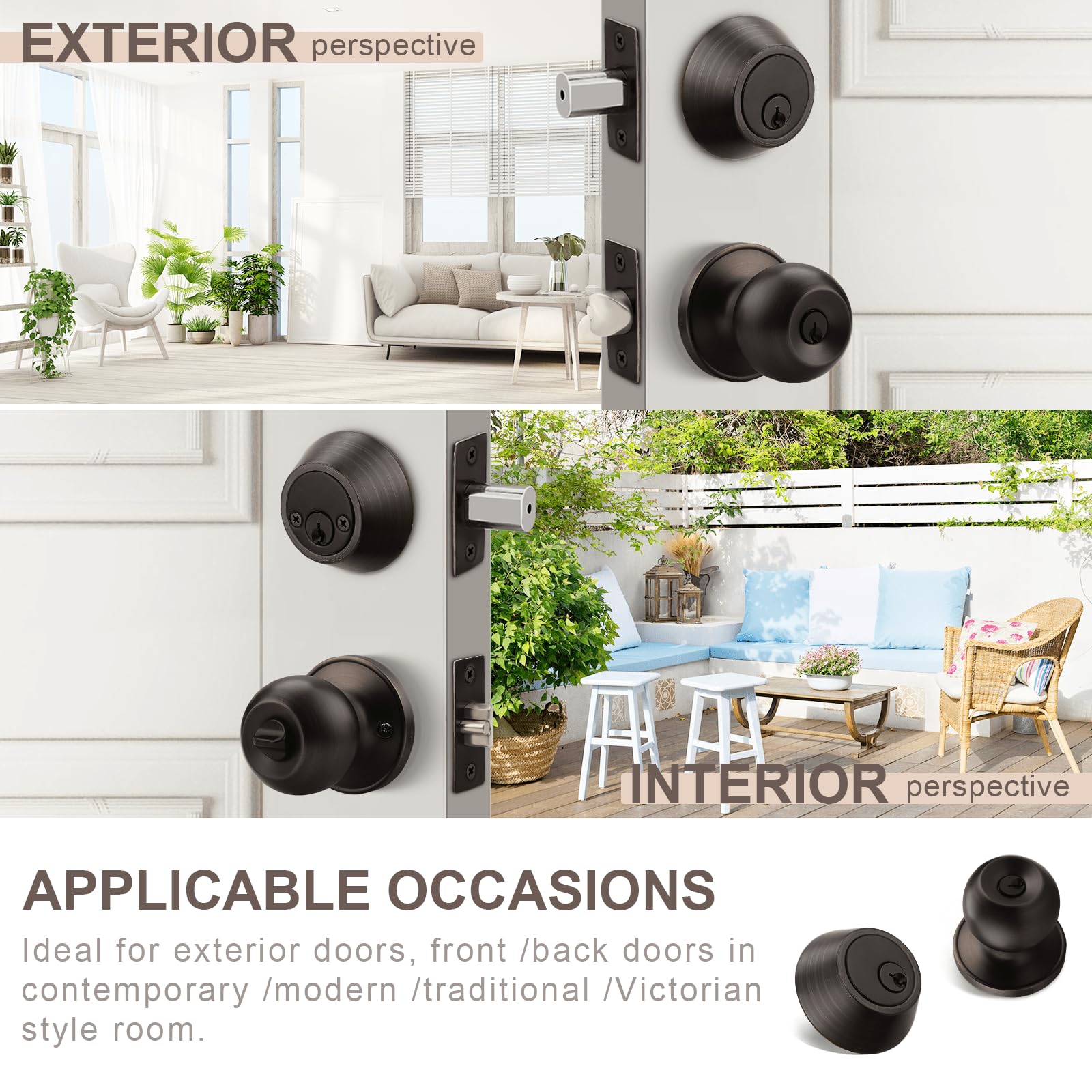 5-Pack Oil Rubbed Bronze Door Locksets - Keyed Alike Deadbolt & Knob Set for Secure Home Entry