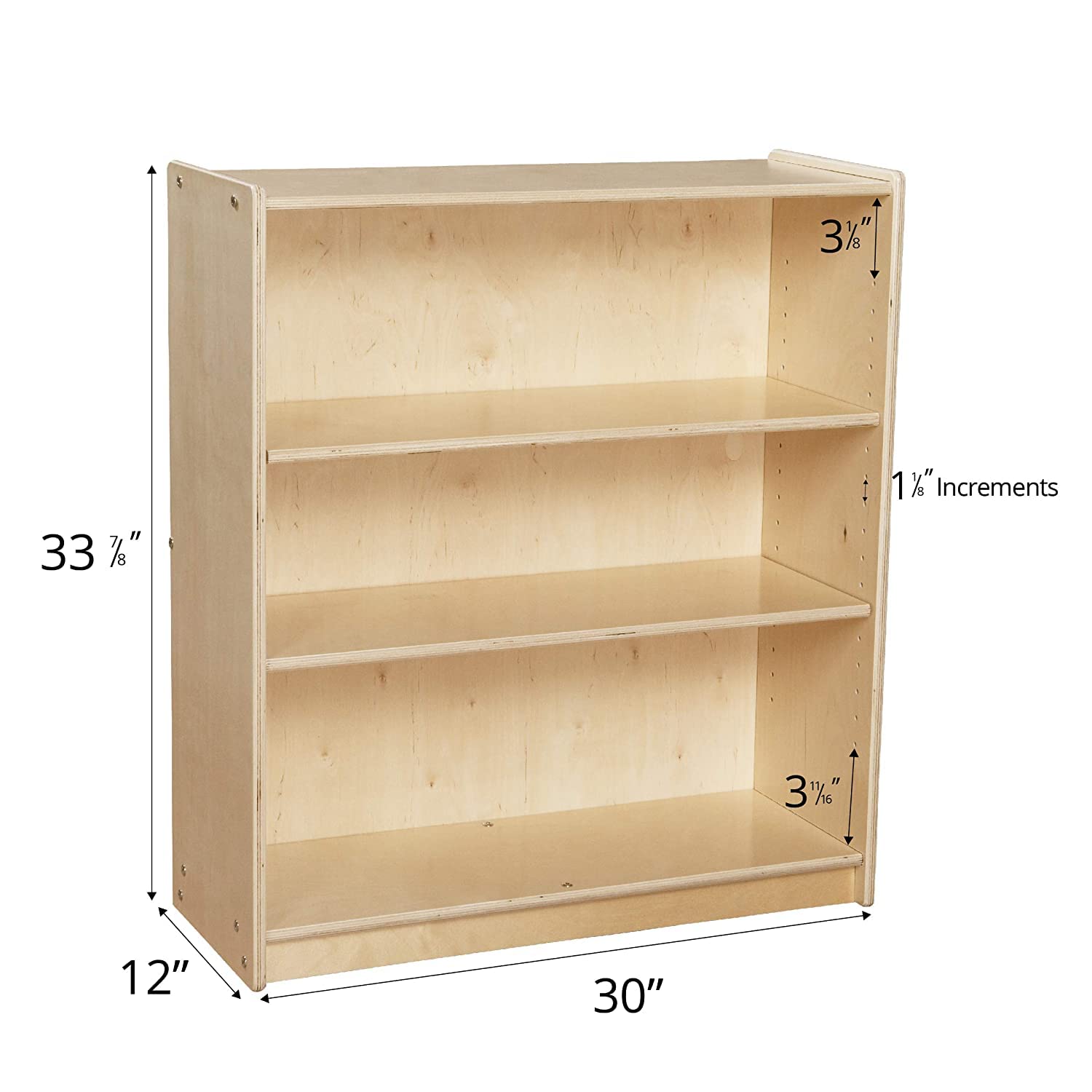 Contender Birch Bookcase with 2 Adjustable Shelves - Montessori Bookshelf for Home, Office, Classroom & Daycare - Kids Arts & Crafts Storage Unit - Perfect for Toddler Learning Spaces & Playroom Organization