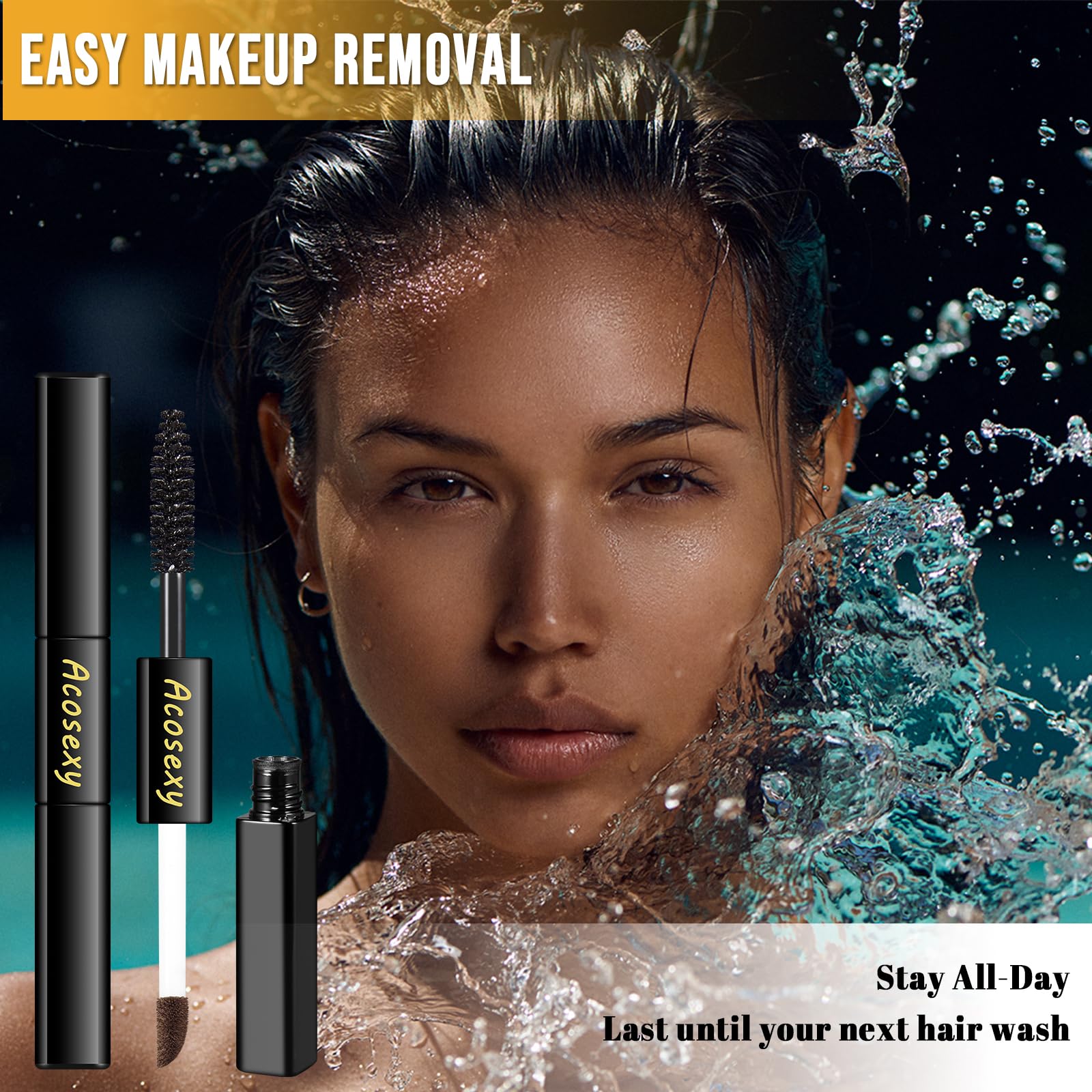 Gray Root Touch Up Brush-in Wand - Quick Cover Hair & Beard Concealer, Water-Resistant Temporary Mascara for Natural Look (Black, 1 Pack) - Perfect for Covering Gray Roots, Mustache & Beard Between Salon Visits