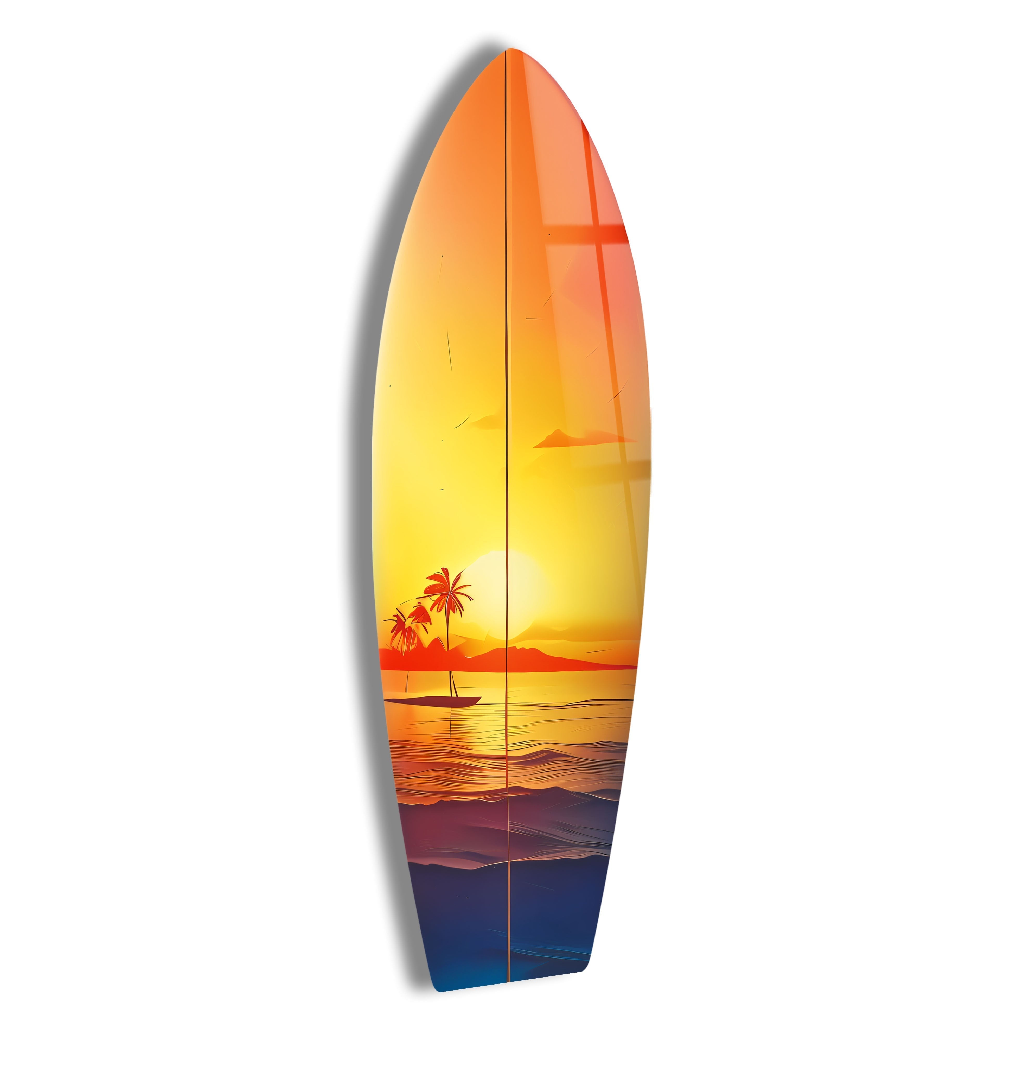 Beauty Sunset Surfboard Wall Art - Ocean Themed Decor for Beach House, Living Room, Bedroom & Office - Perfect Coastal Home Decor Gift