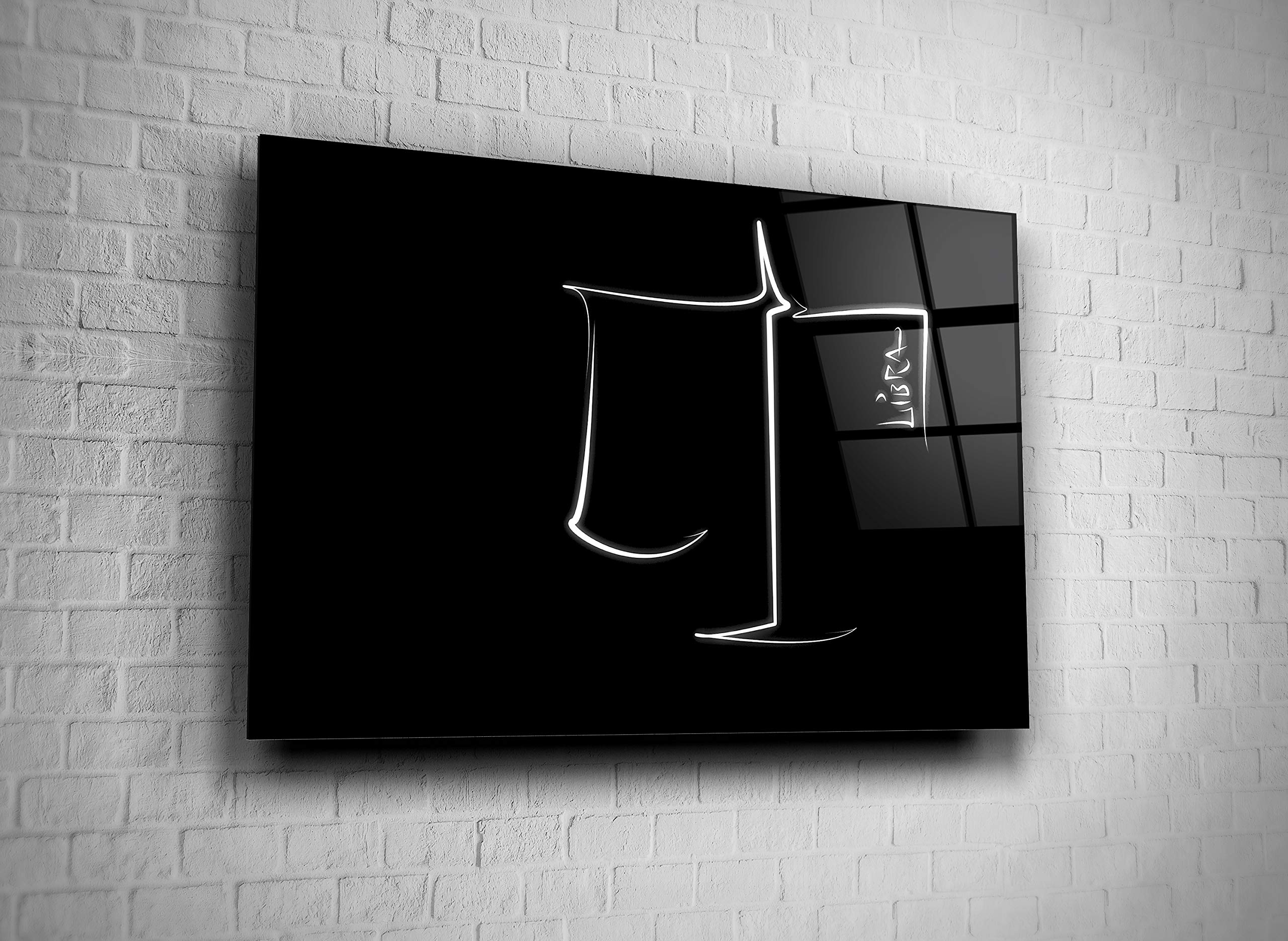 Libra Zodiac Sign Wall Art - 16x24 Inch Tempered Glass Canvas Print, Astrology Horoscope Decor for Home, Office & Hotel | Unique Gift for Libra Lovers & Modern Art Enthusiasts | Perfect for Living Room, Bedroom & Workspace Decor
