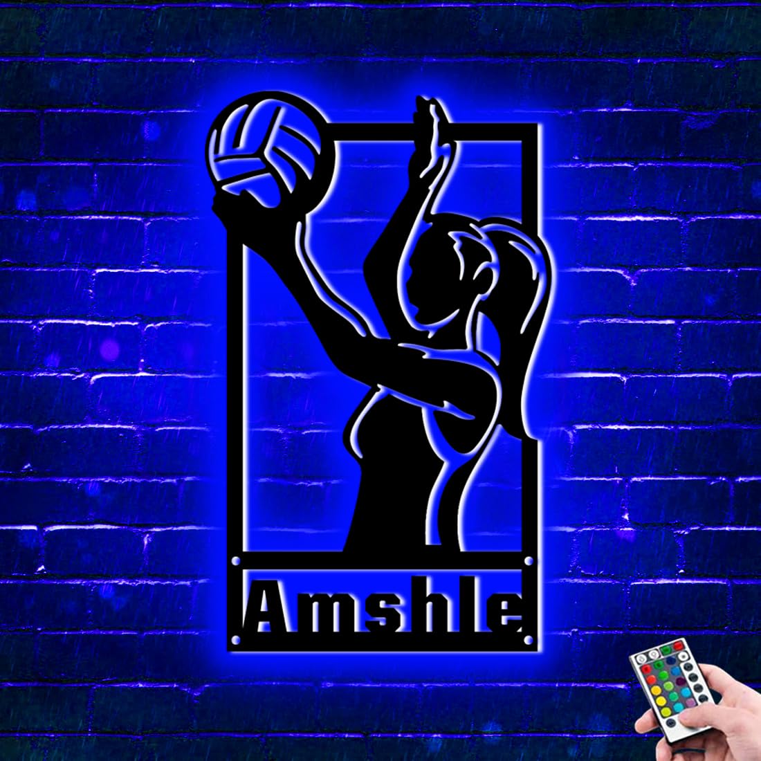 Customized ASD Jewelry Volleyball Player Name & Number Metal Sign with LED Light - Volleyball Sports Home Decor Neon Wall Art, Perfect Gift for Christmas, Birthday & Volleyball Kids (Ideal for Bedroom, Game Room & Sports Themed Decor)