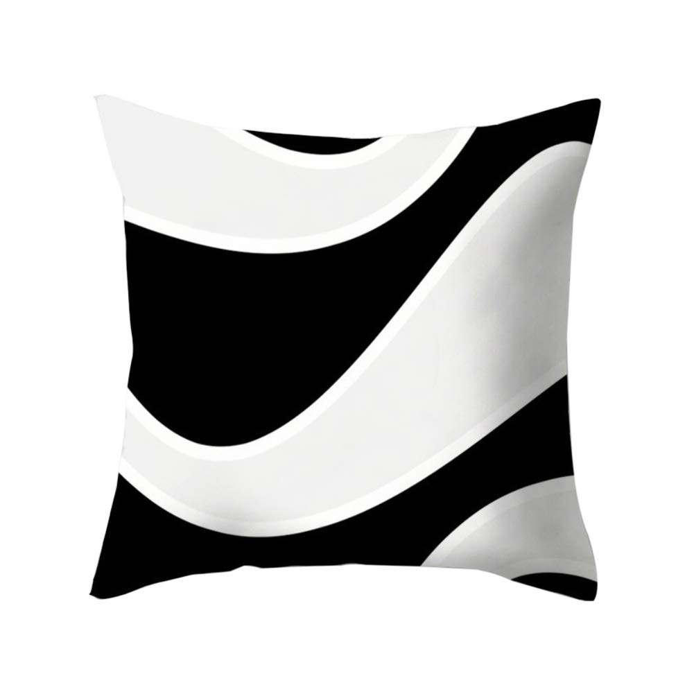Angel3292 Square Black & White Throw Pillow Cover - Decorative Cushion Case for Sofa, Bed, Car, Cafe & Office Decor - Modern Home & Commercial Interior Design Accent