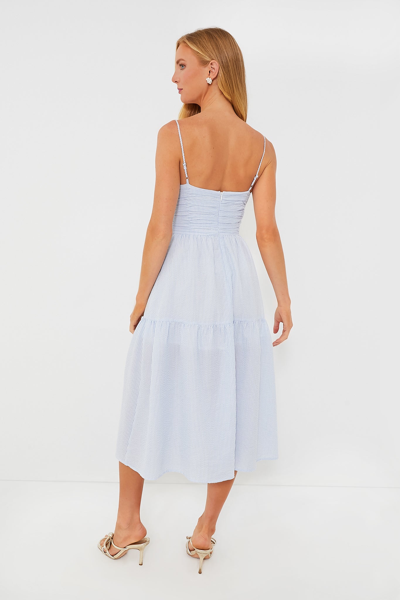 Blue Stripe Sasha Midi Dress - Flowy Summer Dress for Women | Beach Wedding, Vacation & Date Night Outfit