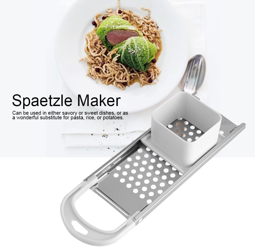 Premium Stainless Steel Spaetzle Maker & Noodle Dumpling Press - Manual Pasta Maker with Safety Pusher for German Spaetzle, Asian Noodles & Homemade Pasta | Perfect for Kitchen, Restaurant & Gourmet Cooking