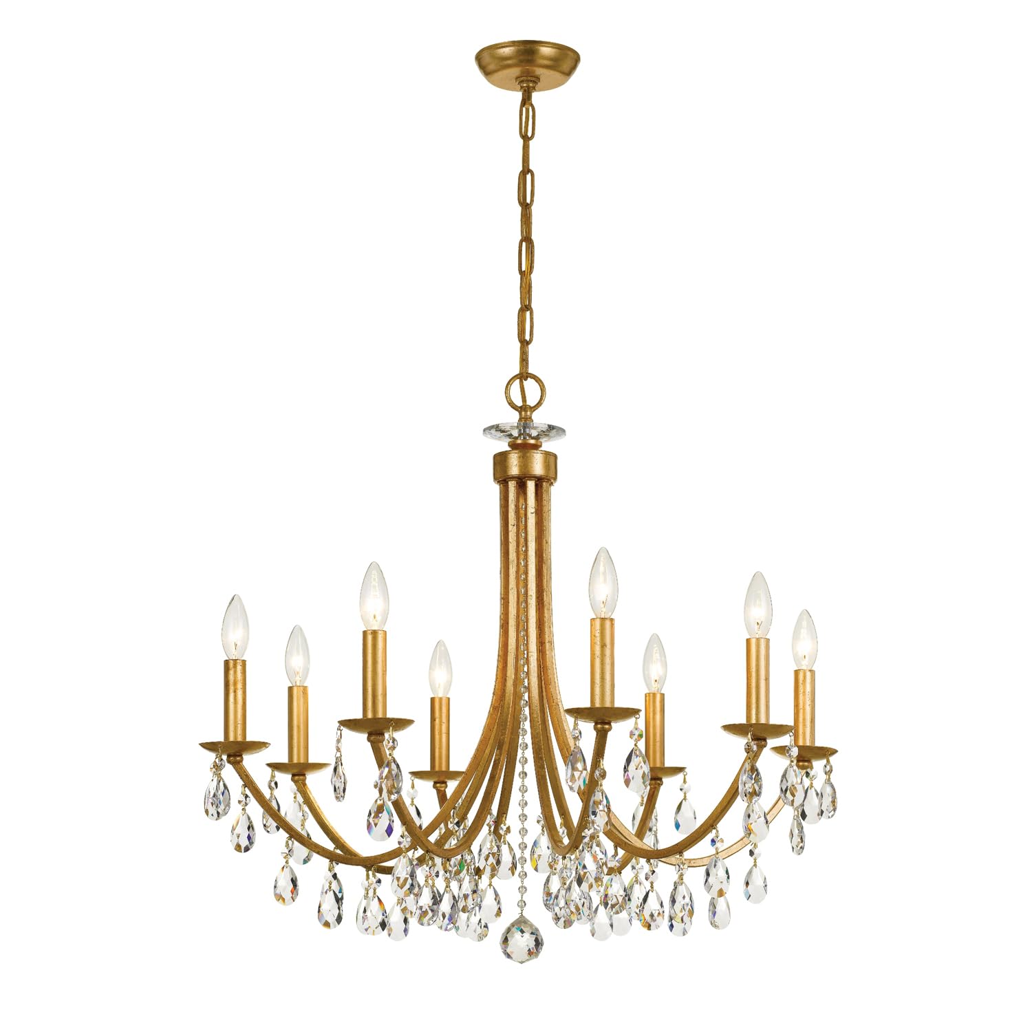 Bridgehampton 8-Light Hand-Cut Crystal Antique Gold Chandelier - Elegant Dining Room Lighting Fixture for Luxury Home Decor