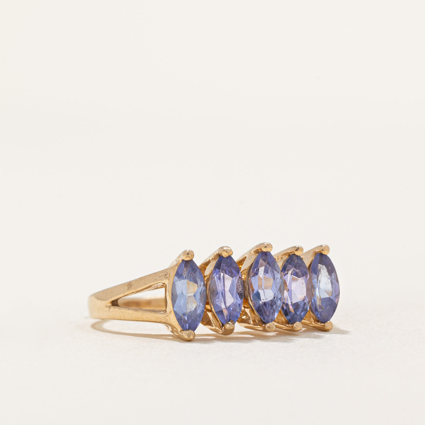 1.00ctw Five Stone Marquise Cut Tanzanite Ring - Size 7.25 - Elegant Tanzanite Jewelry for Women - Perfect for Engagement, Anniversary & Special Occasions