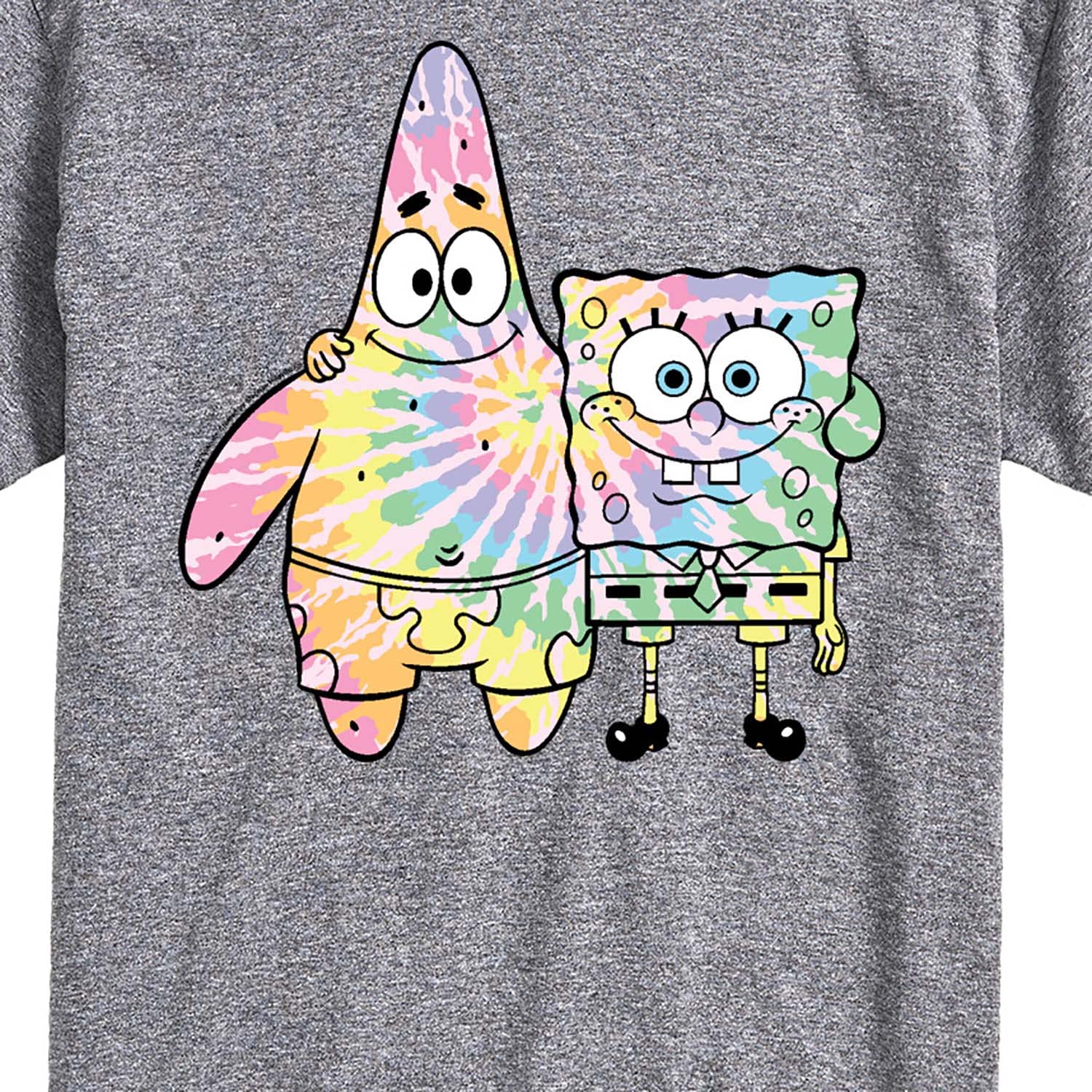 Spongebob & Patrick Tie Dye Graphic T-Shirt for Men | Short Sleeve Cotton Tee | Cartoon Character Shirt | Casual Wear & Gift for Fans