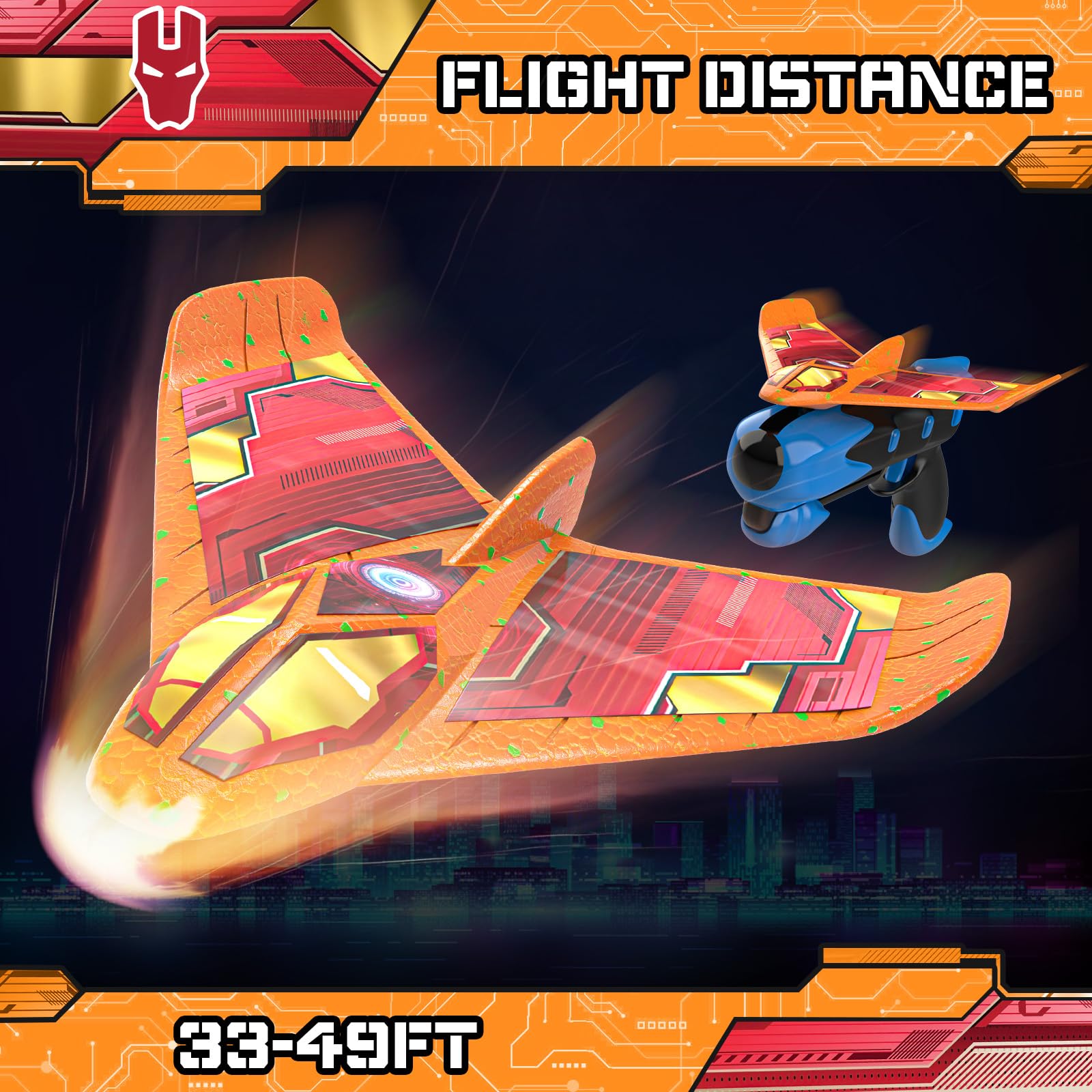Fuwidvia 6 Pack LED Foam Airplane Launcher Toys for Kids - Outdoor Flying Fun for Boys & Girls Ages 3-12, Birthday Gift