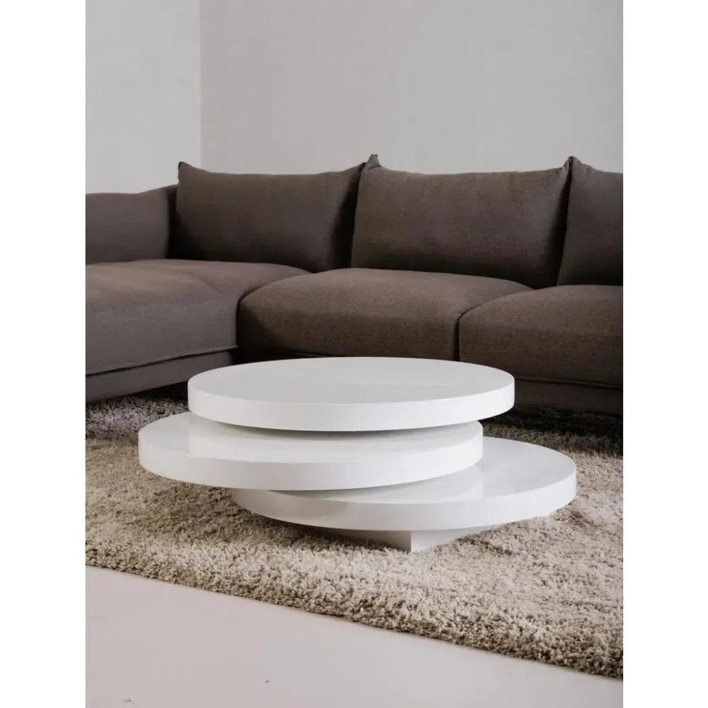 31.5 Inch White Modern Coffee Table - Stylish Living Room Centerpiece for Home Decor & Small Space Furniture
