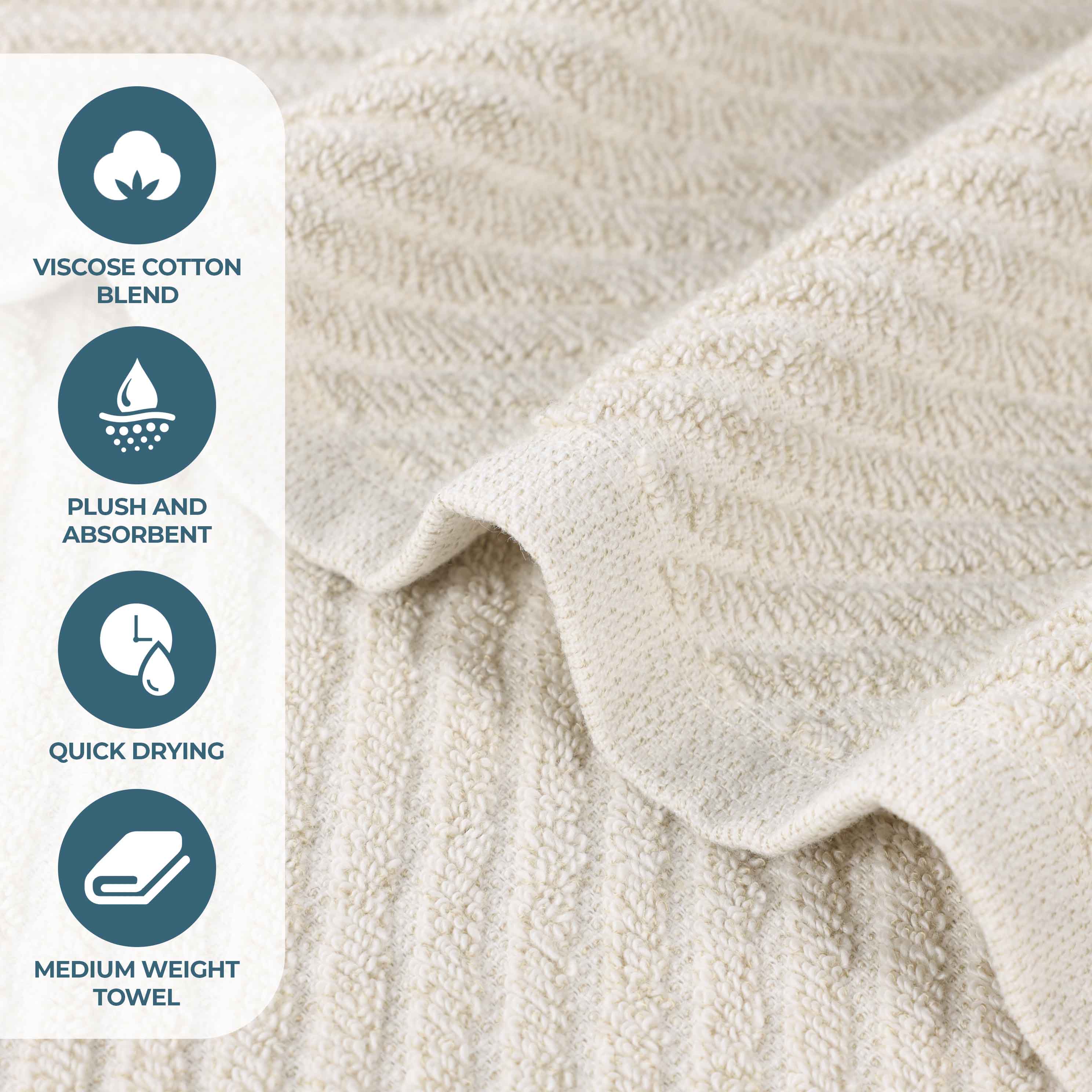 Premium Cotton Blend Diagonal Stripes Bath Towels Set of 2 - Ultra Soft & Absorbent Bath Sheets for Spa, Beach & Luxury Bathroom Decor