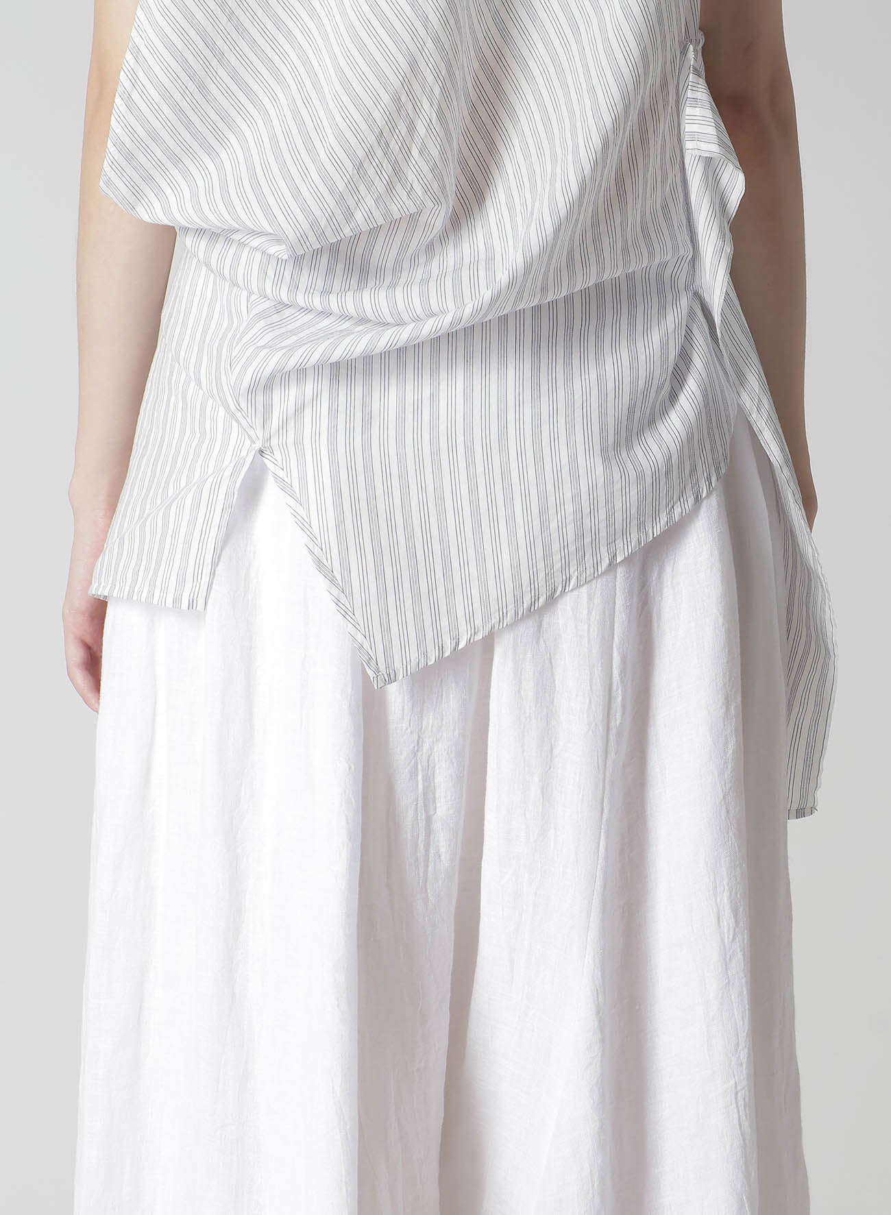 Cotton & Cupro Hard Twisted Dobby Stripe Sleeveless Drape Shirt for Women | Breathable & Stylish Summer Blouse | Perfect for Office Wear, Casual Outings & Special Occasions