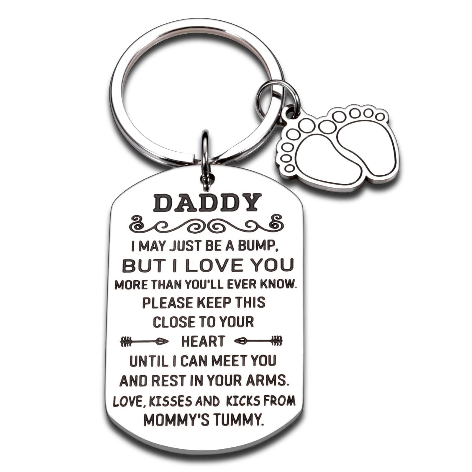 First Time Dad Gifts - Cute Baby Keychain for New Dads, Pregnancy Announcement & Baby Shower Gift for Expecting Fathers - Perfect Valentine's Day Present from Baby | Great for Father's Day, Gender Reveal & Special Occasions