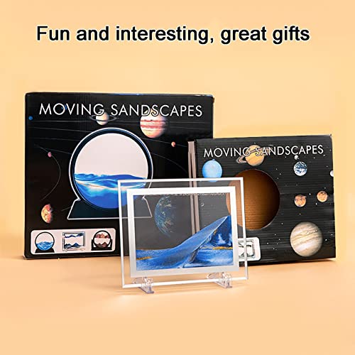 3D Moving Sand Art Picture - Dynamic Landscape Quicksand Painting for Home & Office Decor, Desktop Flowing Sand Artwork (Black, 5 Inch) - Perfect for Living Room, Bedroom, or Meditation Space