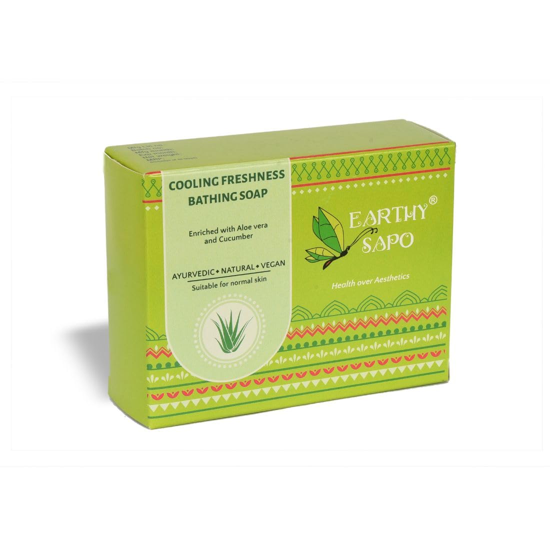 Earthy Sapo Handmade Aloe Vera & Cucumber Cooling Soap - 100g Natural Freshness Bath Bar for Sensitive Skin & Summer Hydration