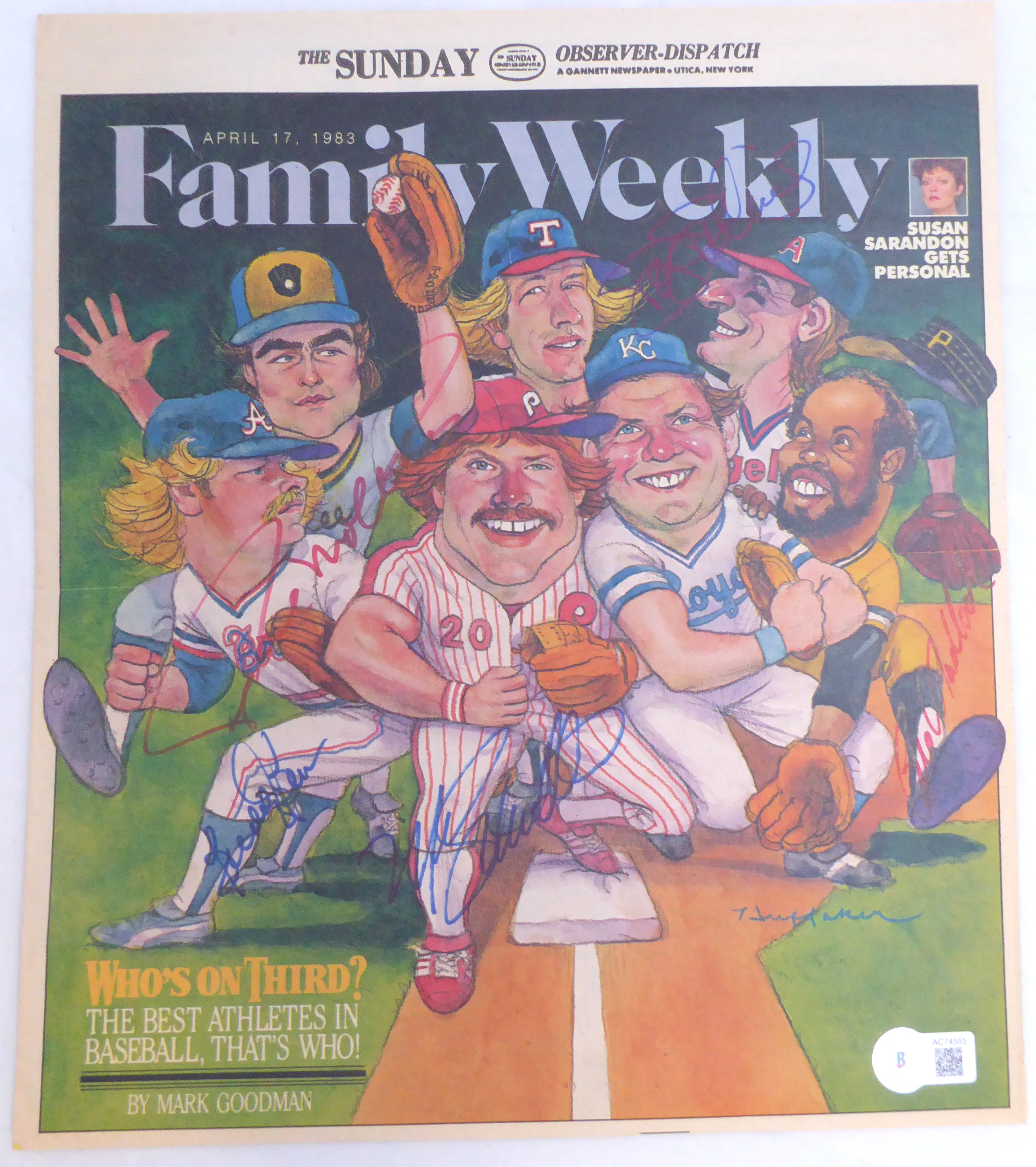 1983 Family Weekly Baseball Third Baseman Magazine Cover - Mike Schmidt Autographed with 5 Signatures (Beckett BAS QR #AC74555) - Perfect for Sports Memorabilia Collectors & Baseball Fans