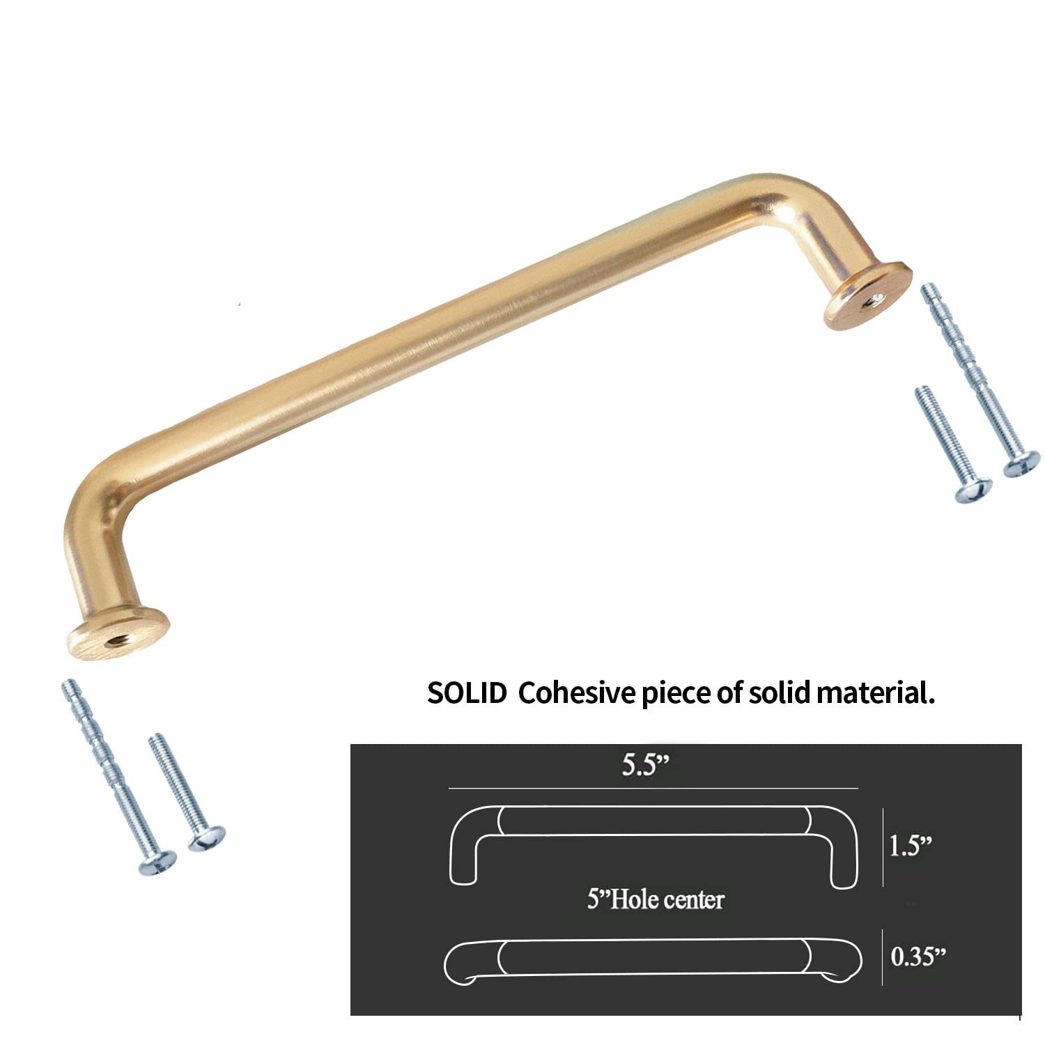 2 Pack 5 Inch (128mm) Brushed Gold Cabinet Pulls - Zinc Alloy & Aluminum Drawer Handles for Kitchen Cabinets, Dressers & Furniture (Set of 2, Modern Hardware for Home Renovation)